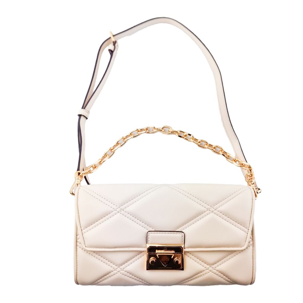 Beige Leather Shoulder Bag Serena by Michael Kors