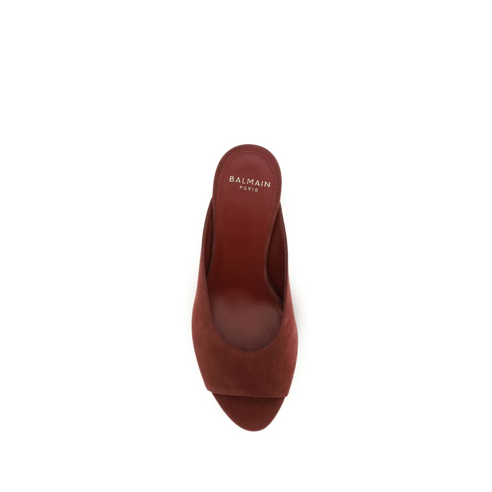 Bordeaux Leather Mules with Sculpted Heel