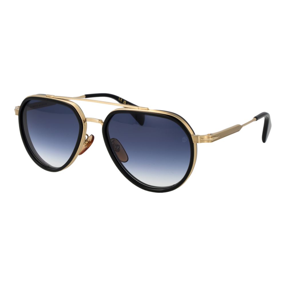 Schwarze Pilotenbrille aus Metall mit blauen Verlaufsgläsern