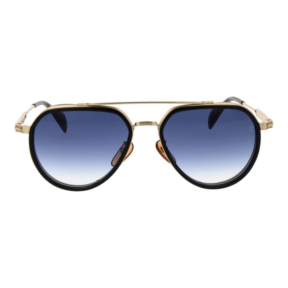 Schwarze Pilotenbrille aus Metall mit blauen Verlaufsgläsern