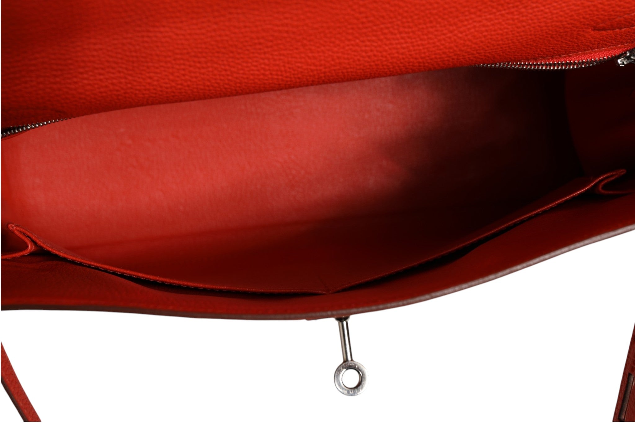 Hermès Orange Kelly 32 Leather Two-Way Handbag Palladium Hardware