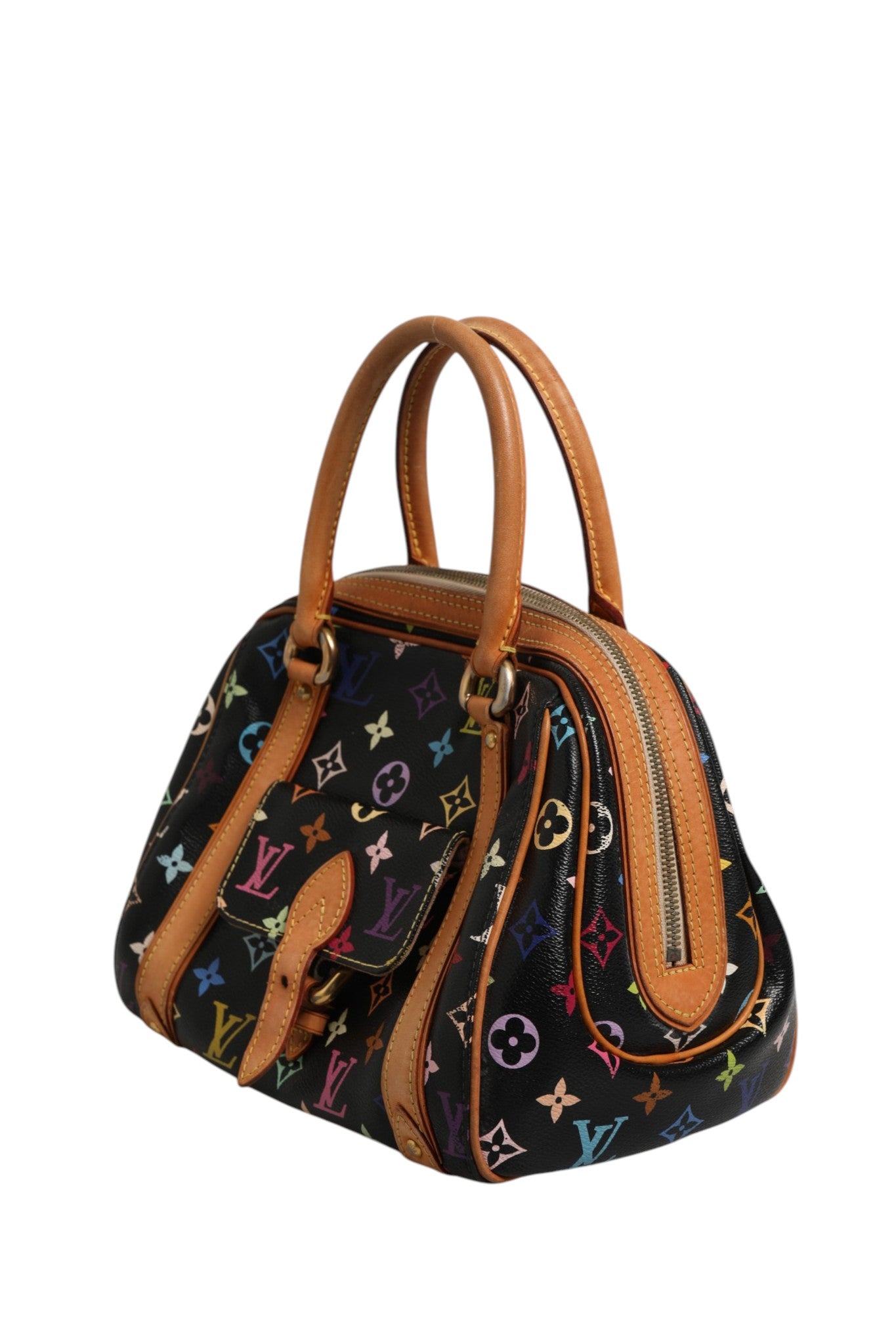 Schwarze Leder-Monogramm Multicolor Priscilla Handtasche