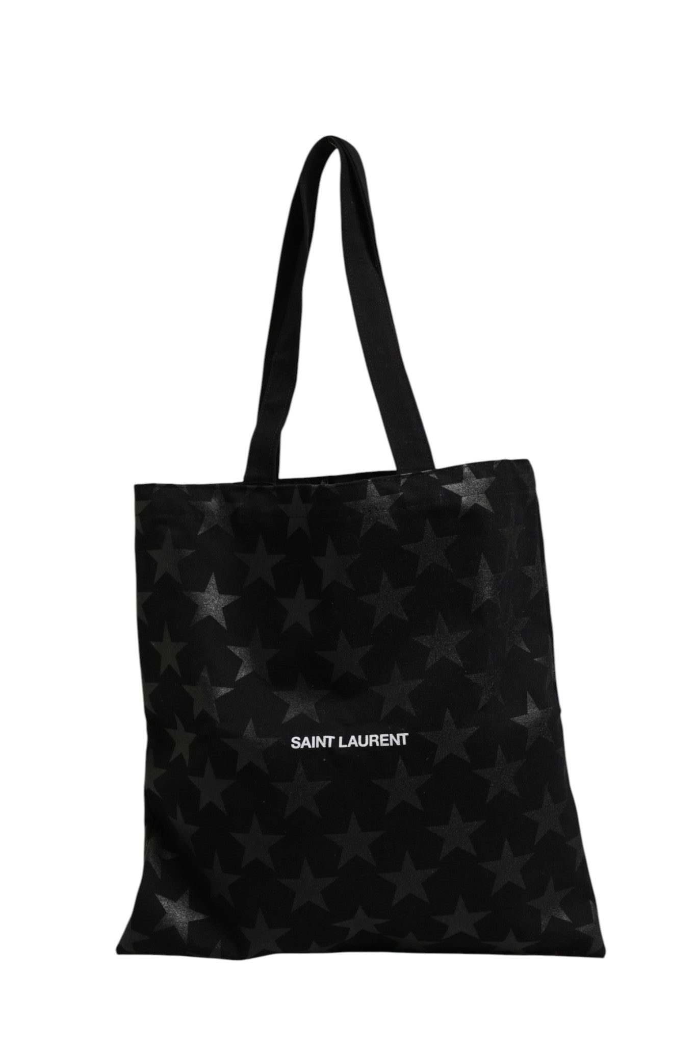 Schwarze Leder-Tragetasche mit Sternen-Print von Rive Droite