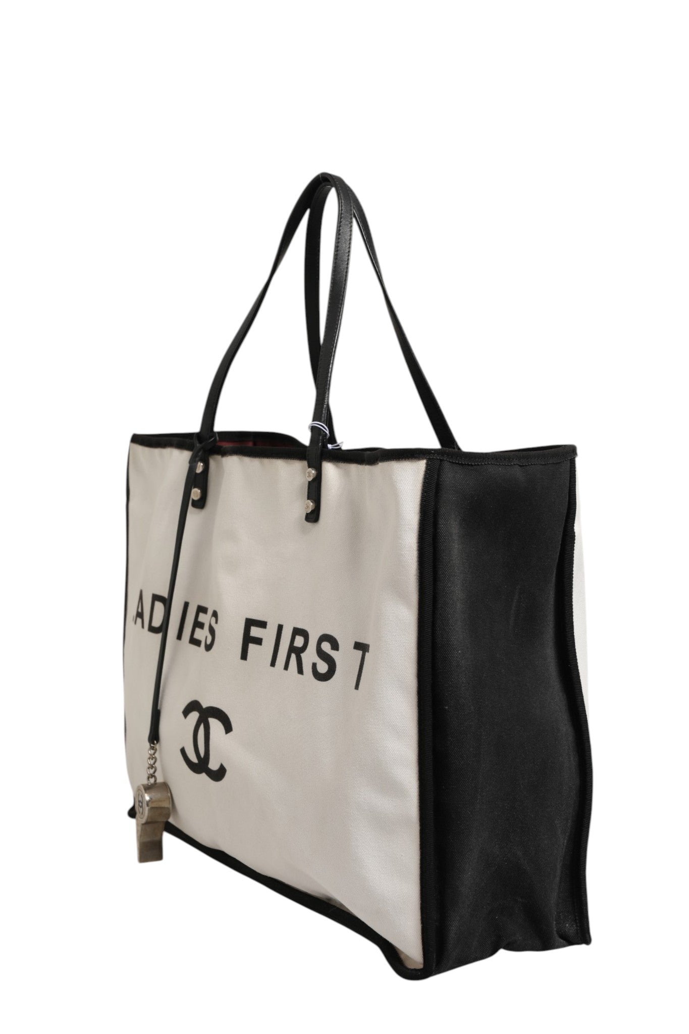 Chanel Damen First Shopper-Tasche aus weißem und schwarzem Canvas