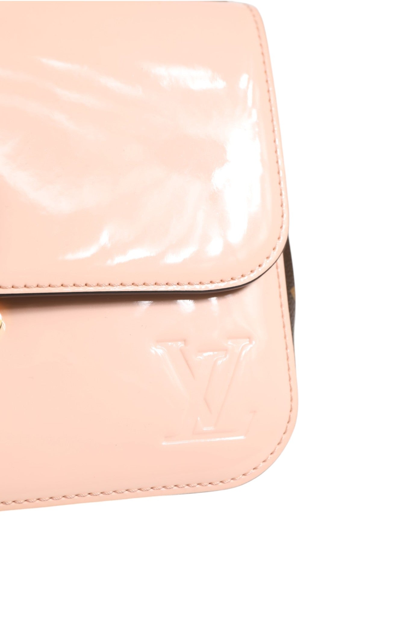 Pink Leather Vernis Monogram Cherrywood BB Shoulder Bag