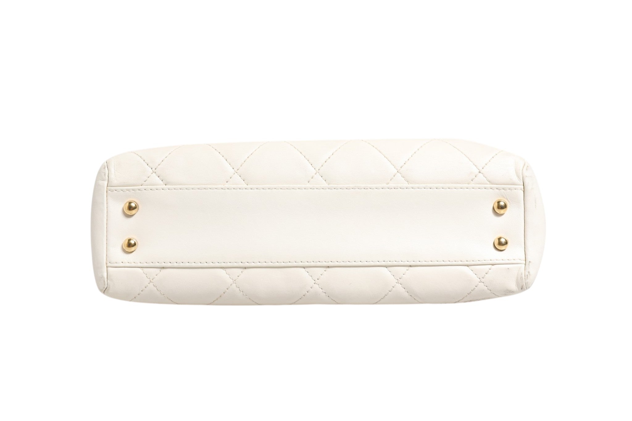 White Leather Quilted Mini Bag 22 by Chanel