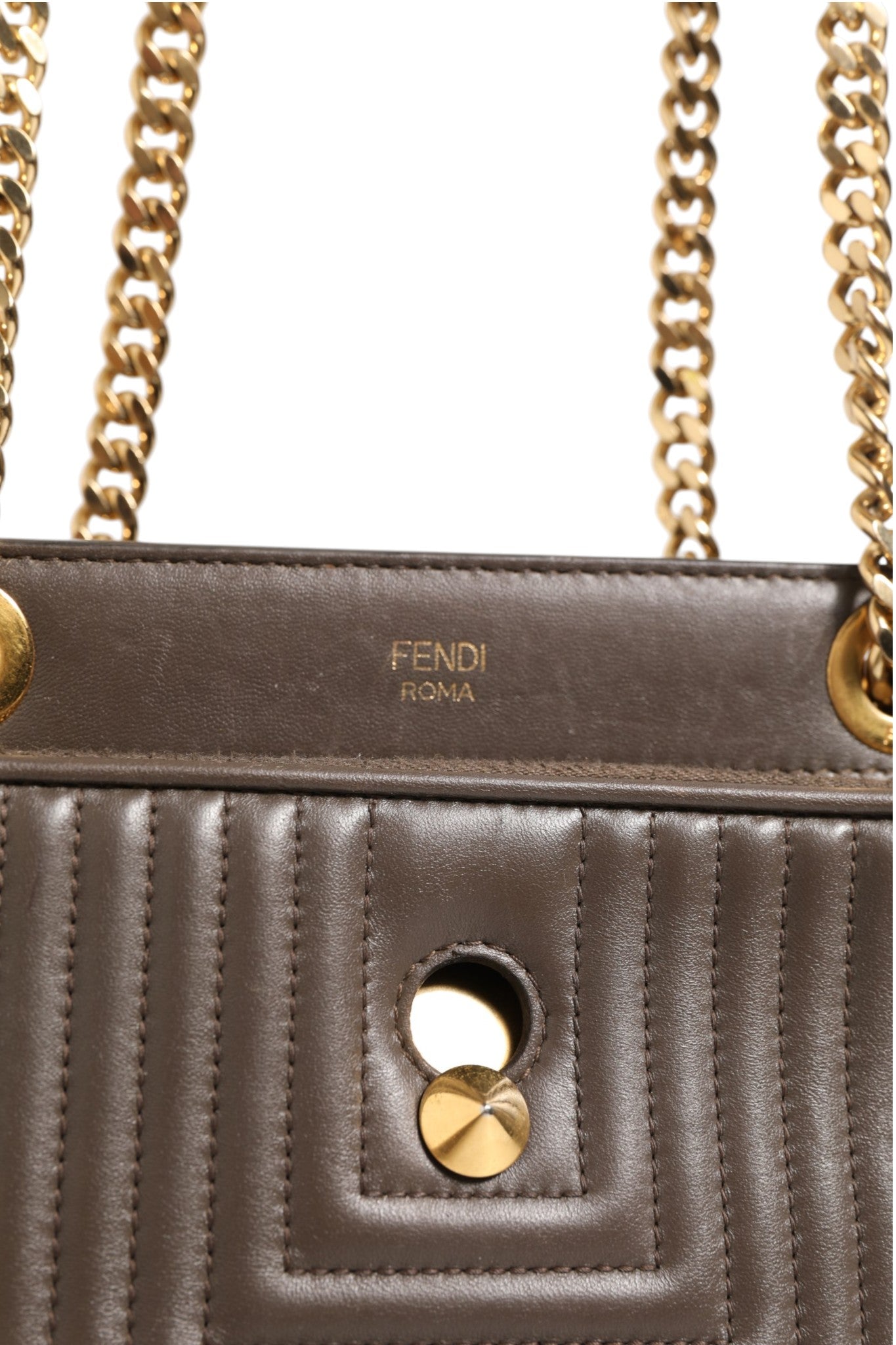 Brown Quilted Leather Dotcom Click Small Shoulder Bag