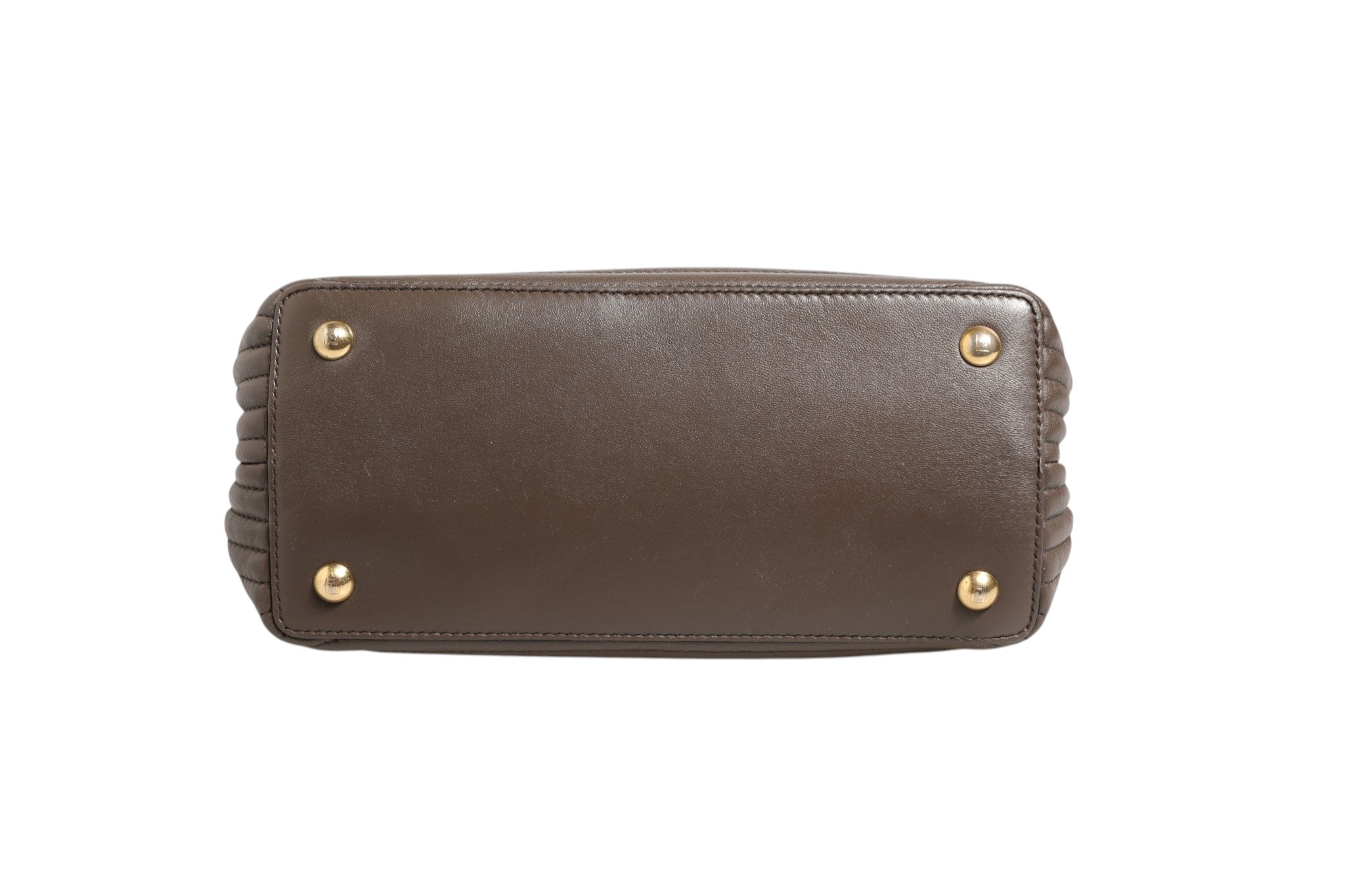 Sac porté épaule Fendi Dotcom Click petit format en cuir d'agneau matelassé marron