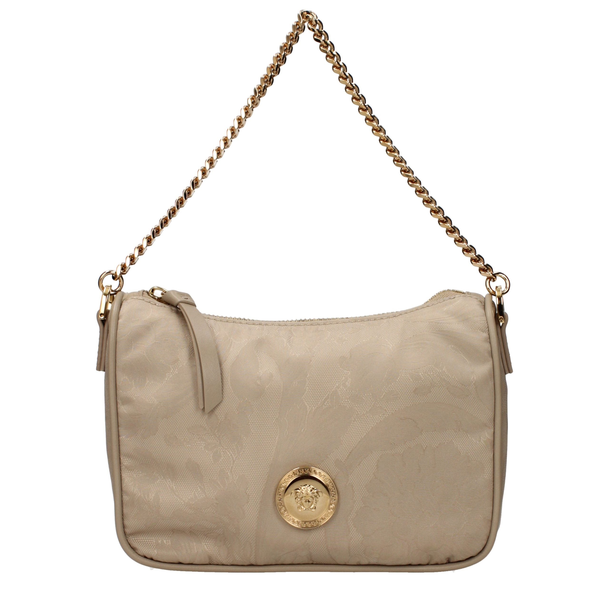 Beige Kunstleder-Handtasche mit abnehmbarem Schulterriemen