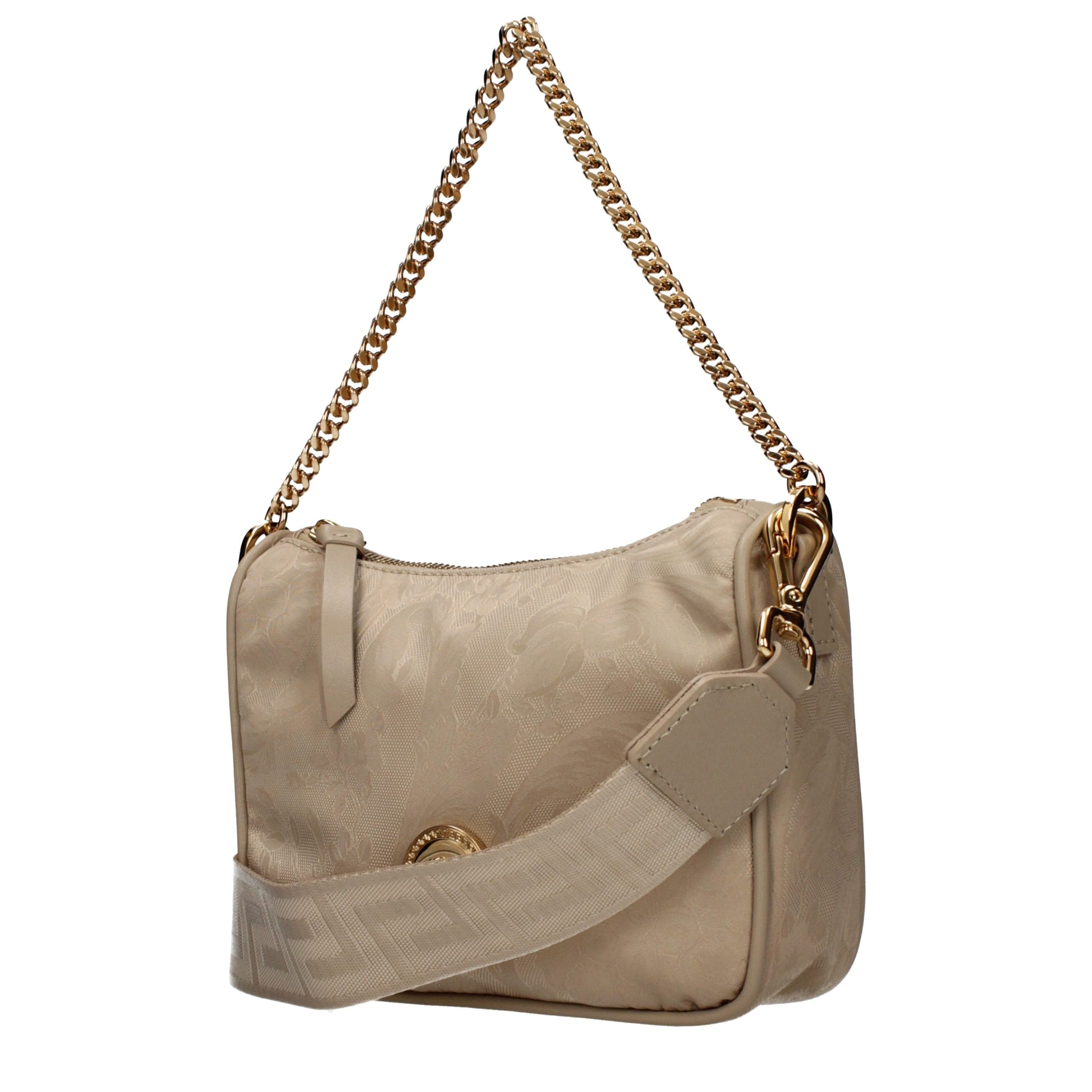 Beige Kunstleder-Handtasche mit abnehmbarem Schulterriemen