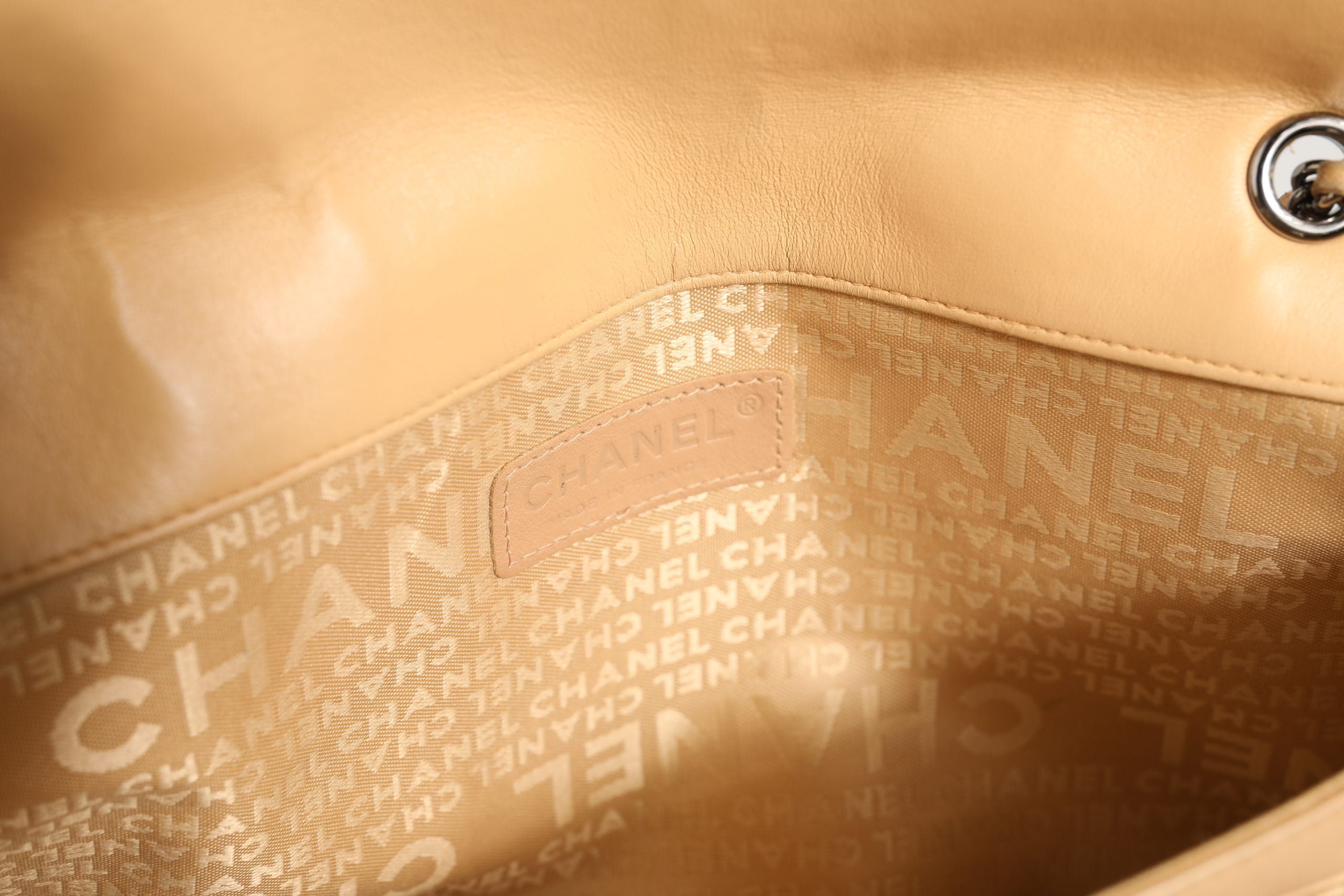 Chanel Beige Lambskin Giant Reissue Mademoiselle Lock Flap Bag