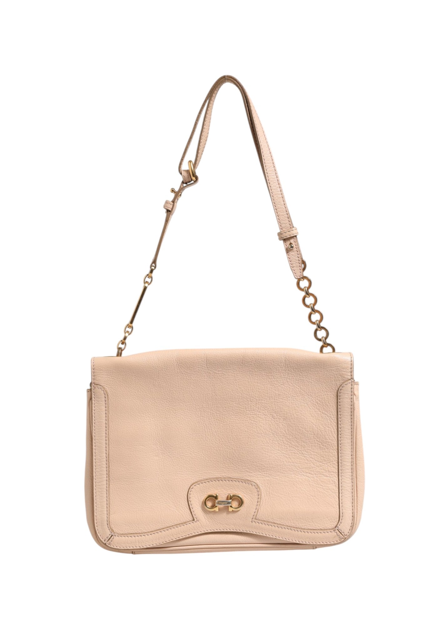 Powder Pink Leather Gancini Shoulder Bag 25cm