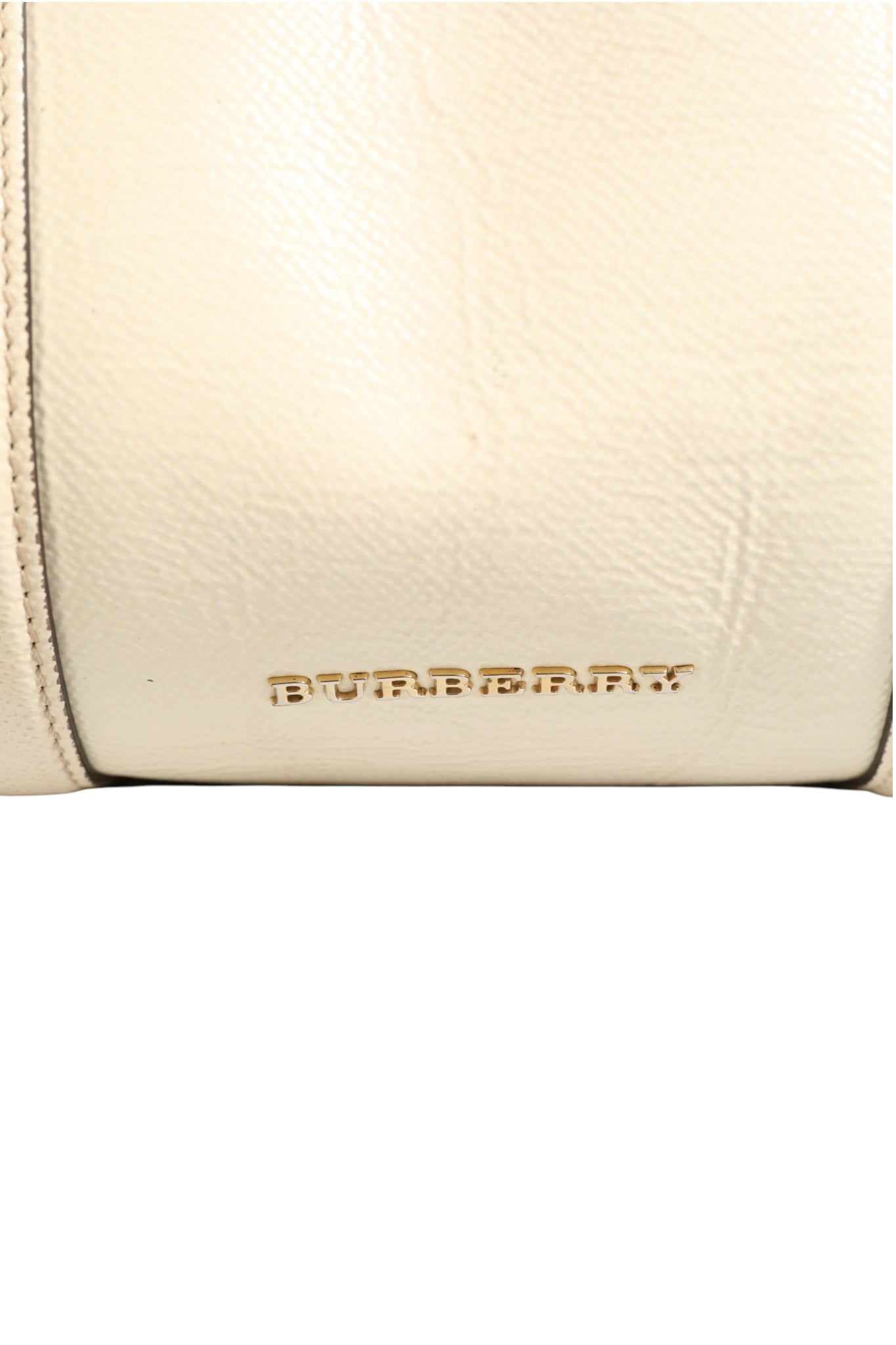 Off White Leather Tote Bag with Strap, Large