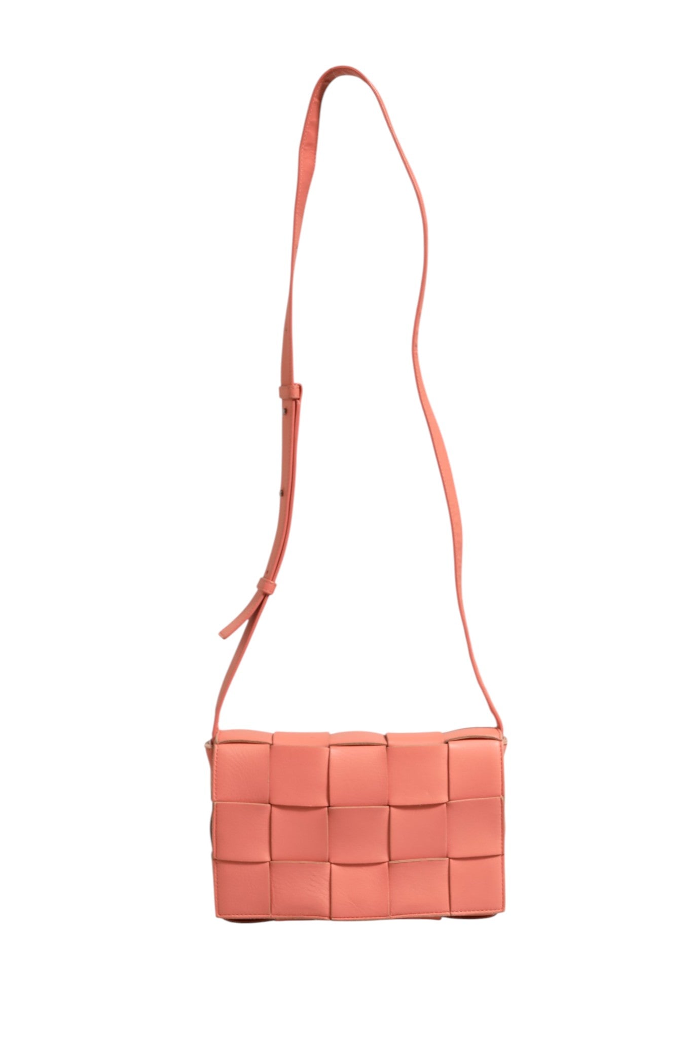 Pink Leather Maxi Intrecciato Crossbody Bag