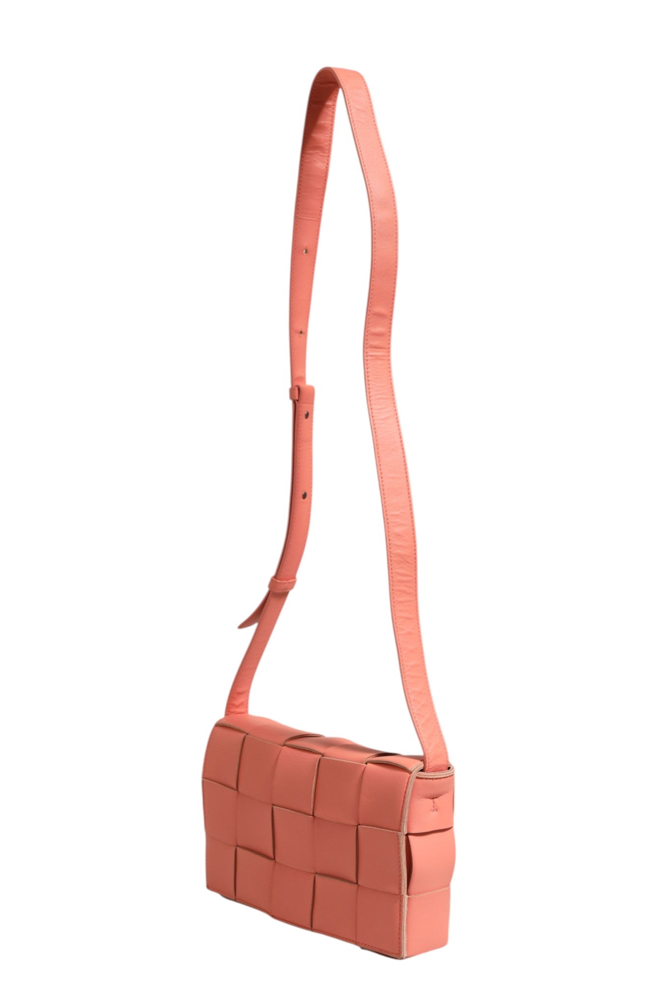 Pink Leather Maxi Intrecciato Crossbody Bag