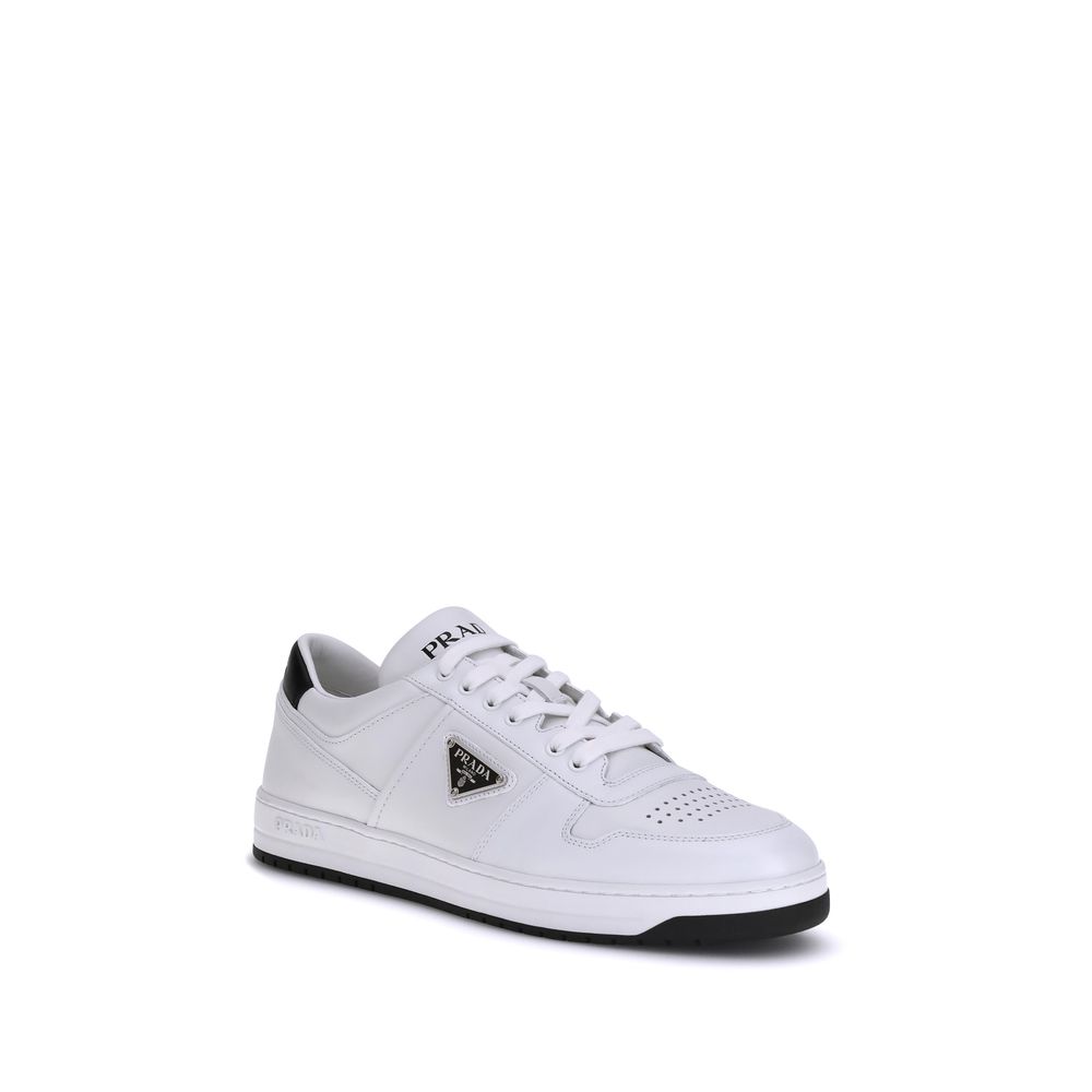 White Leather Low Top Sneakers with Logo Detail