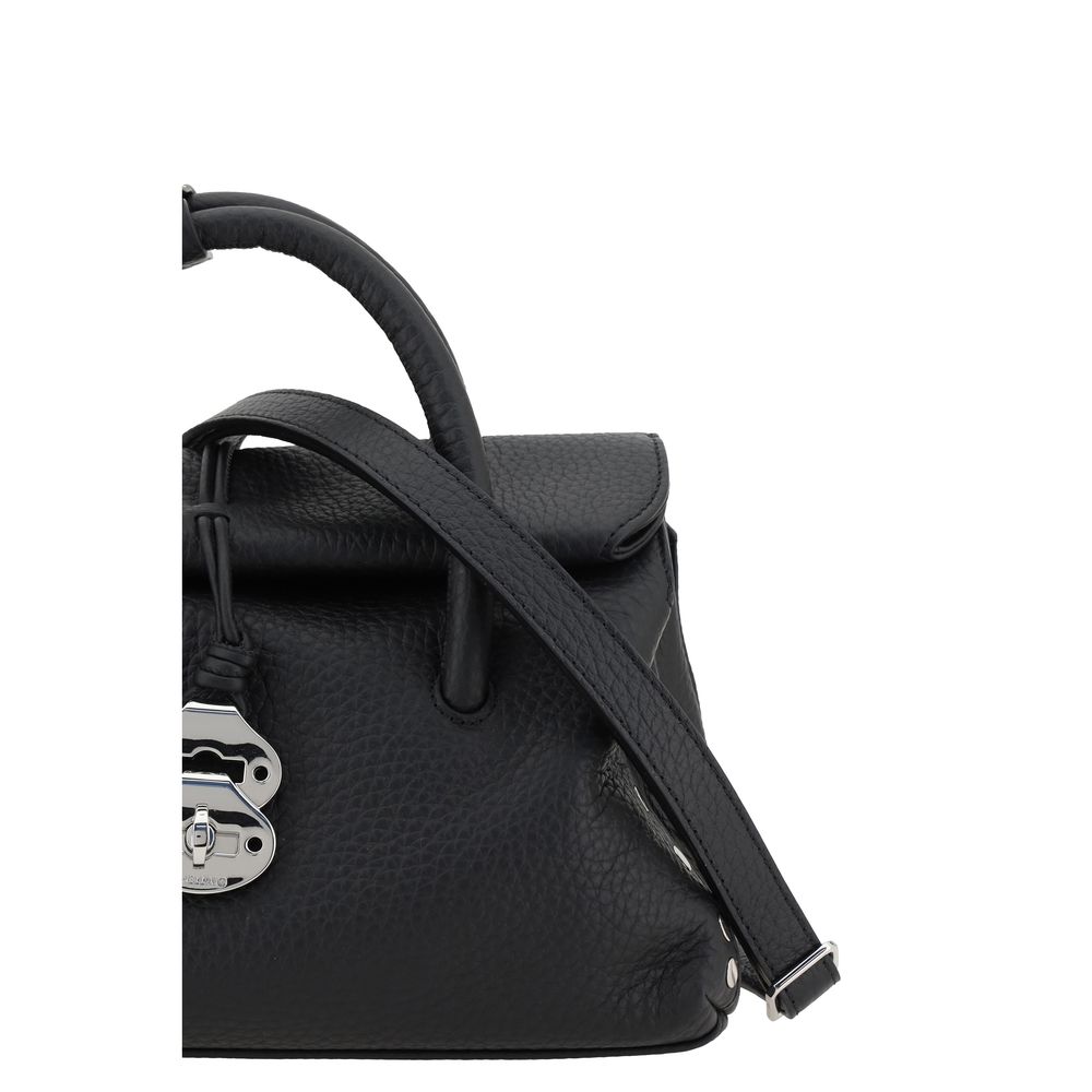 Black Leather Dotta Centauro Shoulder Bag with Studs