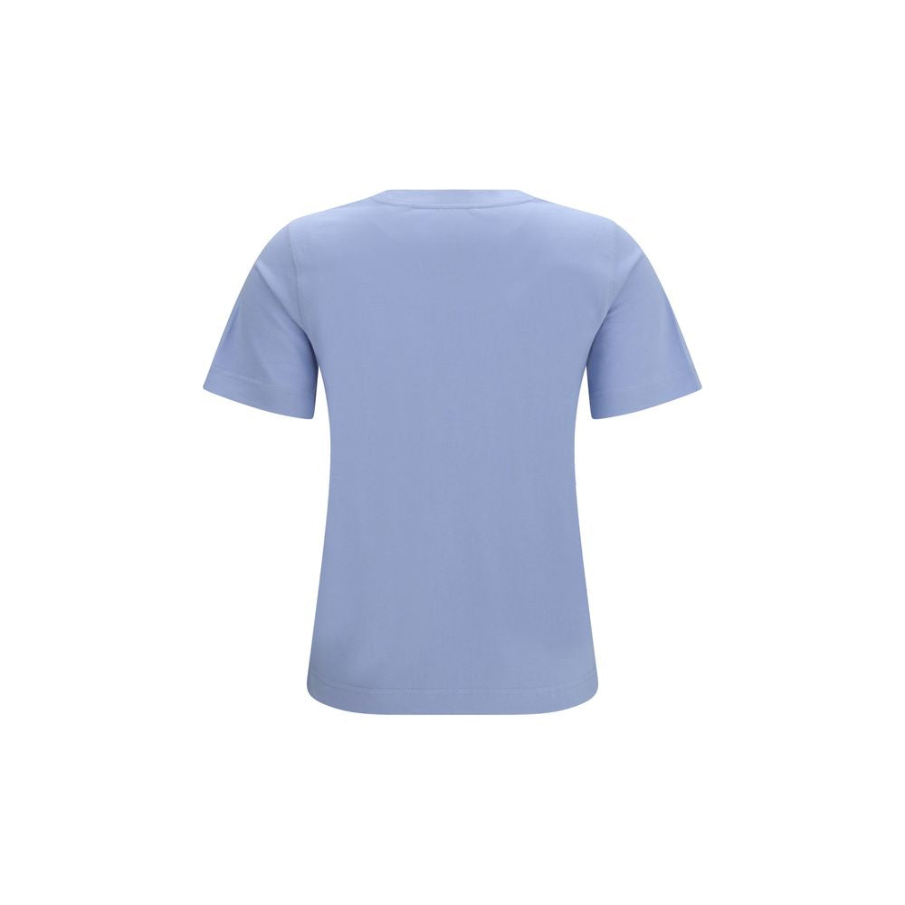 Blaues Baumwoll-T-Shirt mit gesticktem Logo