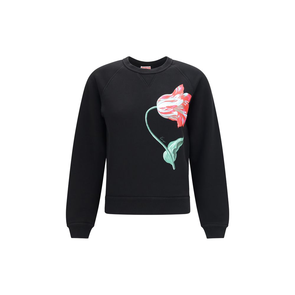 Schwarzes Baumwollsweatshirt mit Kenzo-Tulpenmotiv