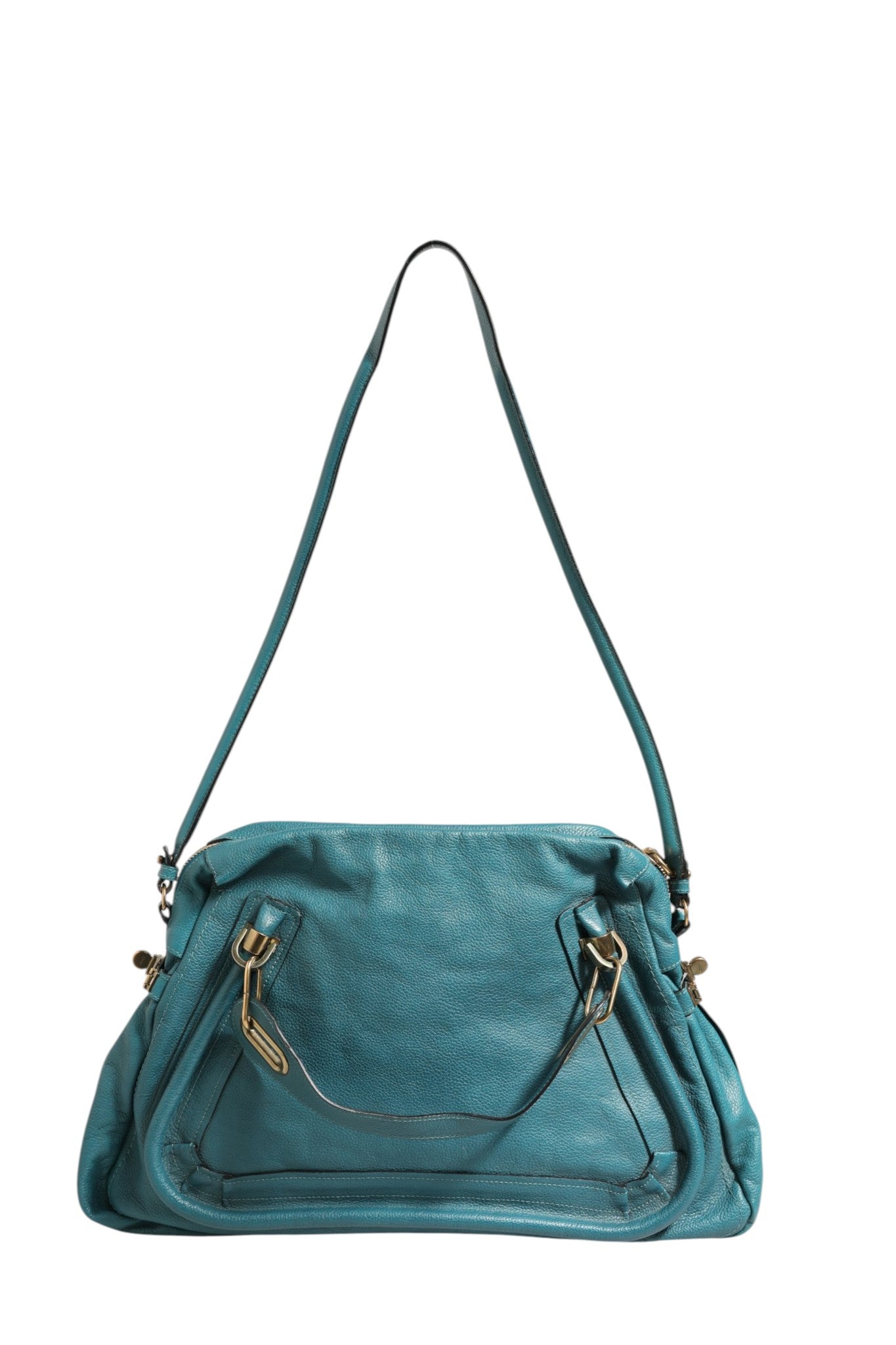 Aquamarine Leather Paraty Bag with Strap