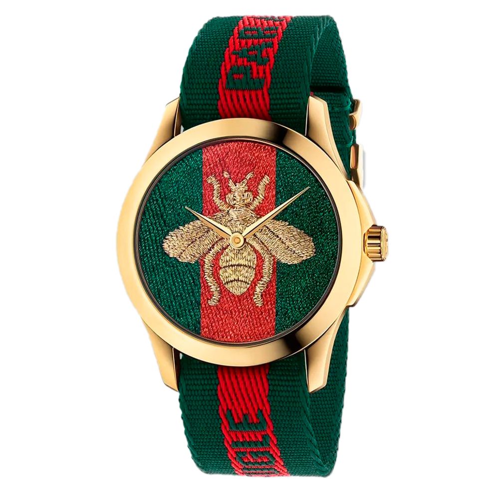 Multicolor Synthetic Bracelet Watch with Gold Case