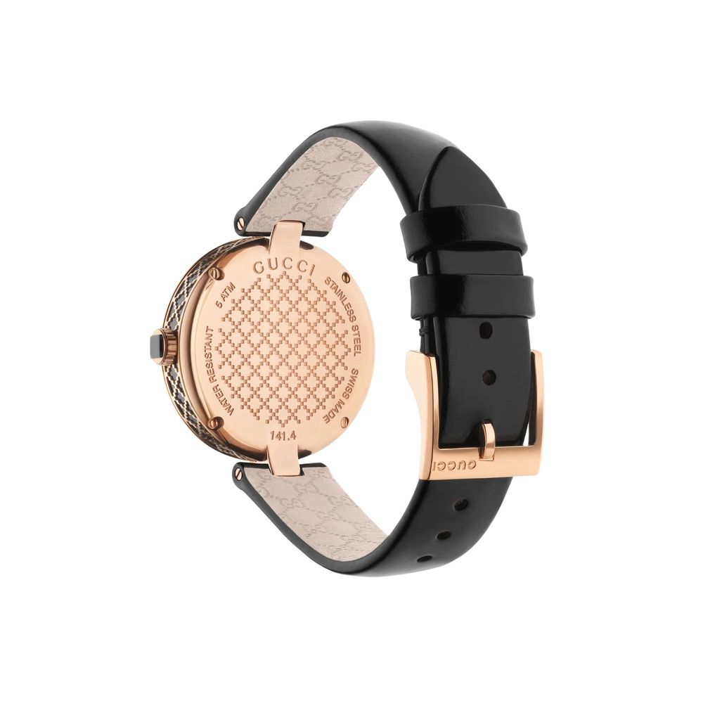 Schwarze Leder-Dresswatch mit Saphirglas