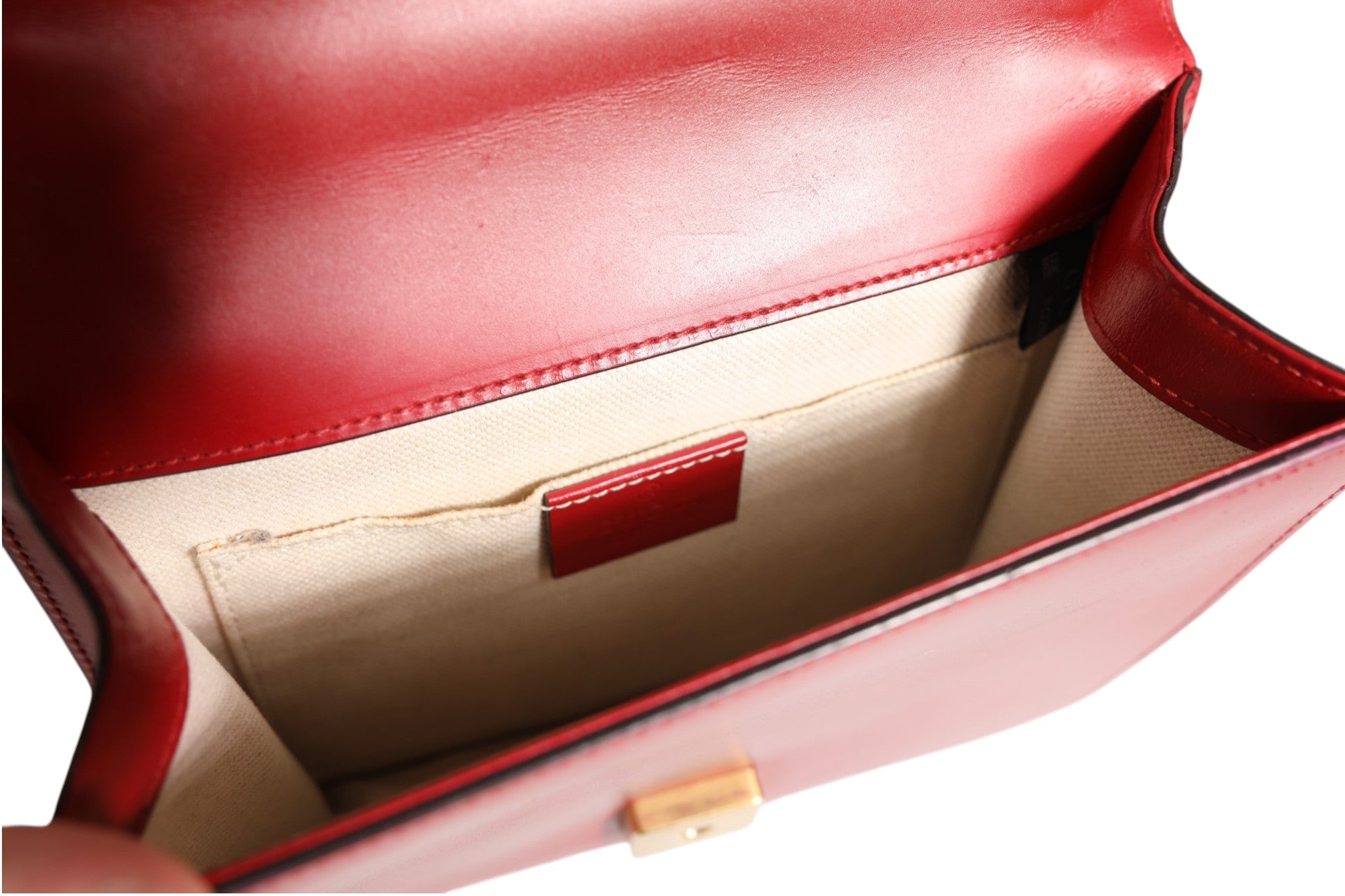 Rosso Ancora Red Leather Marmont Small Shoulder Bag