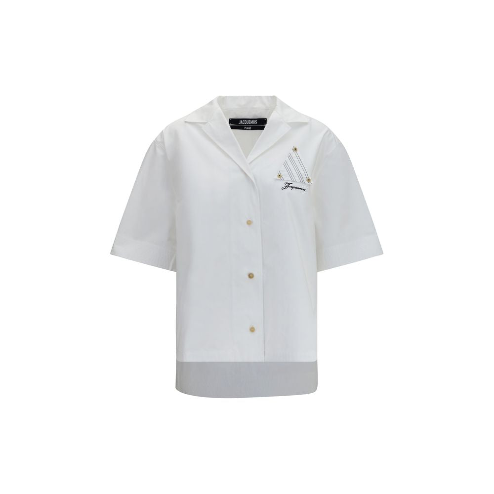 White Cotton Shirt by Jacquemus with Logo Detail