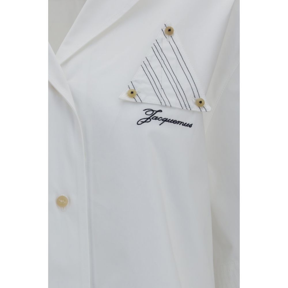 White Cotton Shirt by Jacquemus with Logo Detail