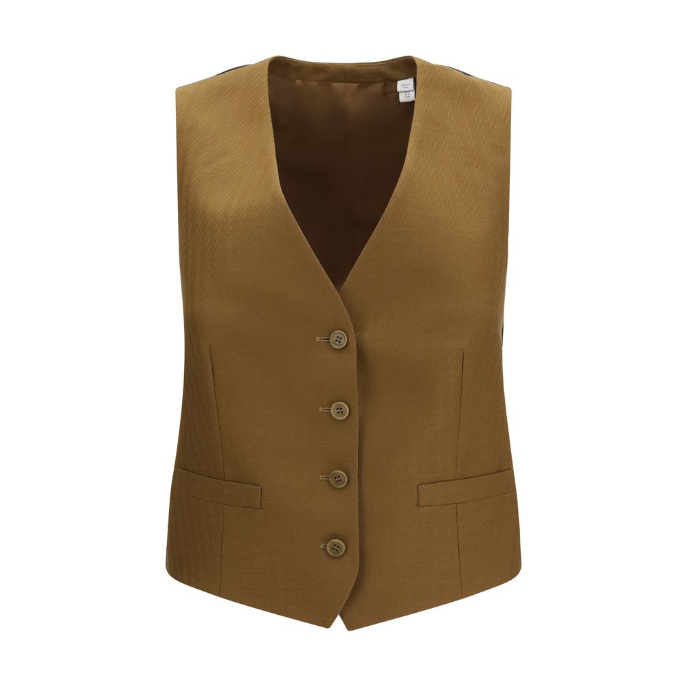 Ärmellose Weste aus brauner Wolle von Burberry