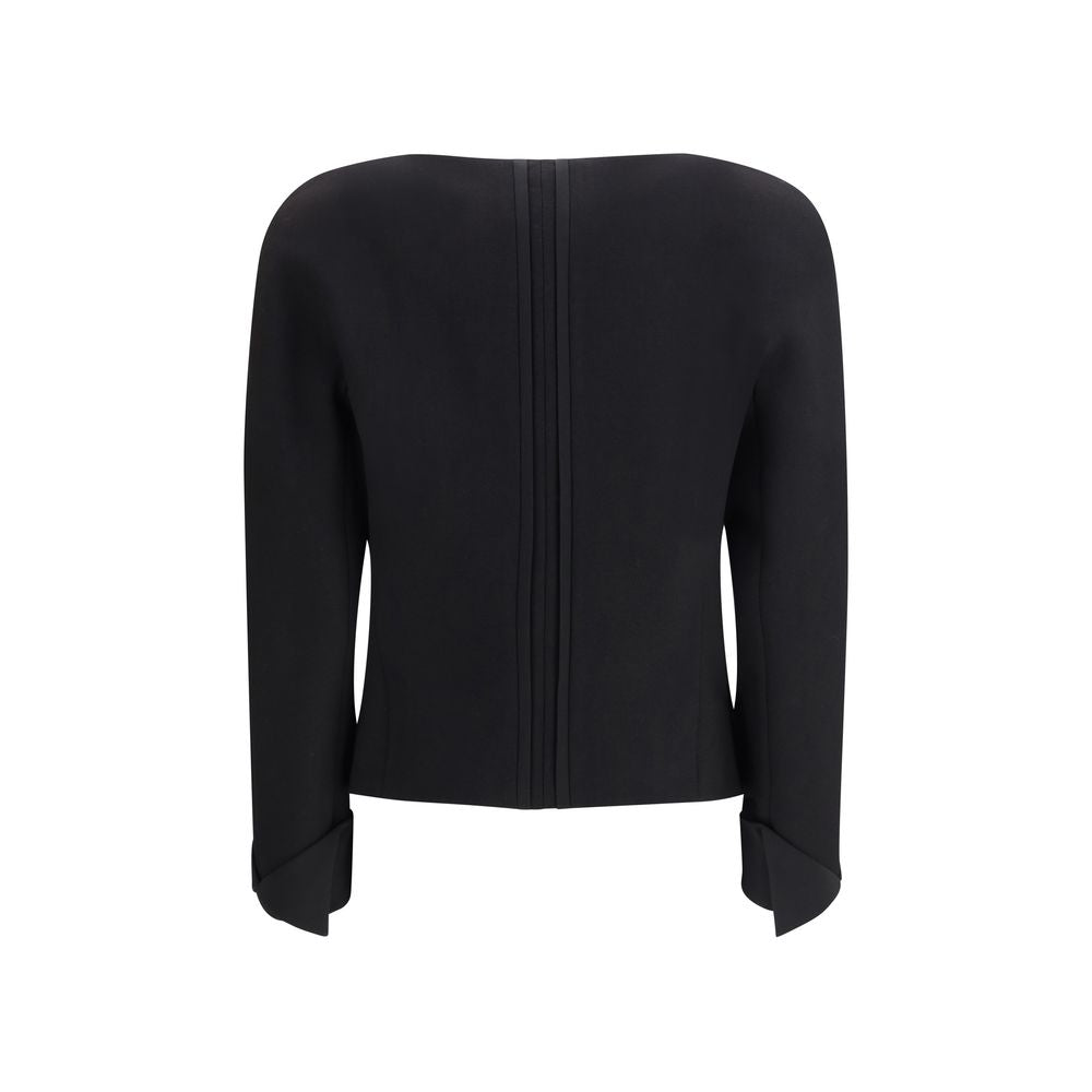 Schwarze kragenlose taillierte Jacke aus Wolle von Chloé