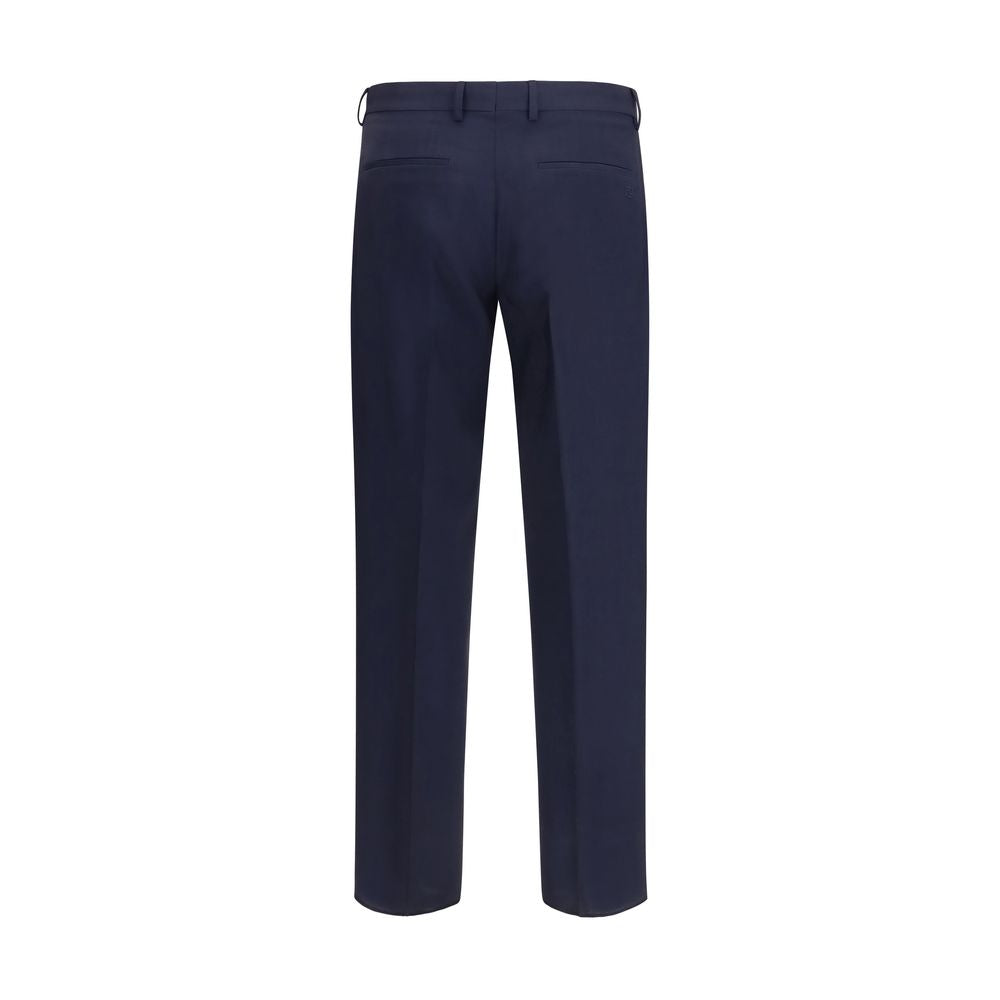 Blaue Wollhose mit Stickerei-Detail