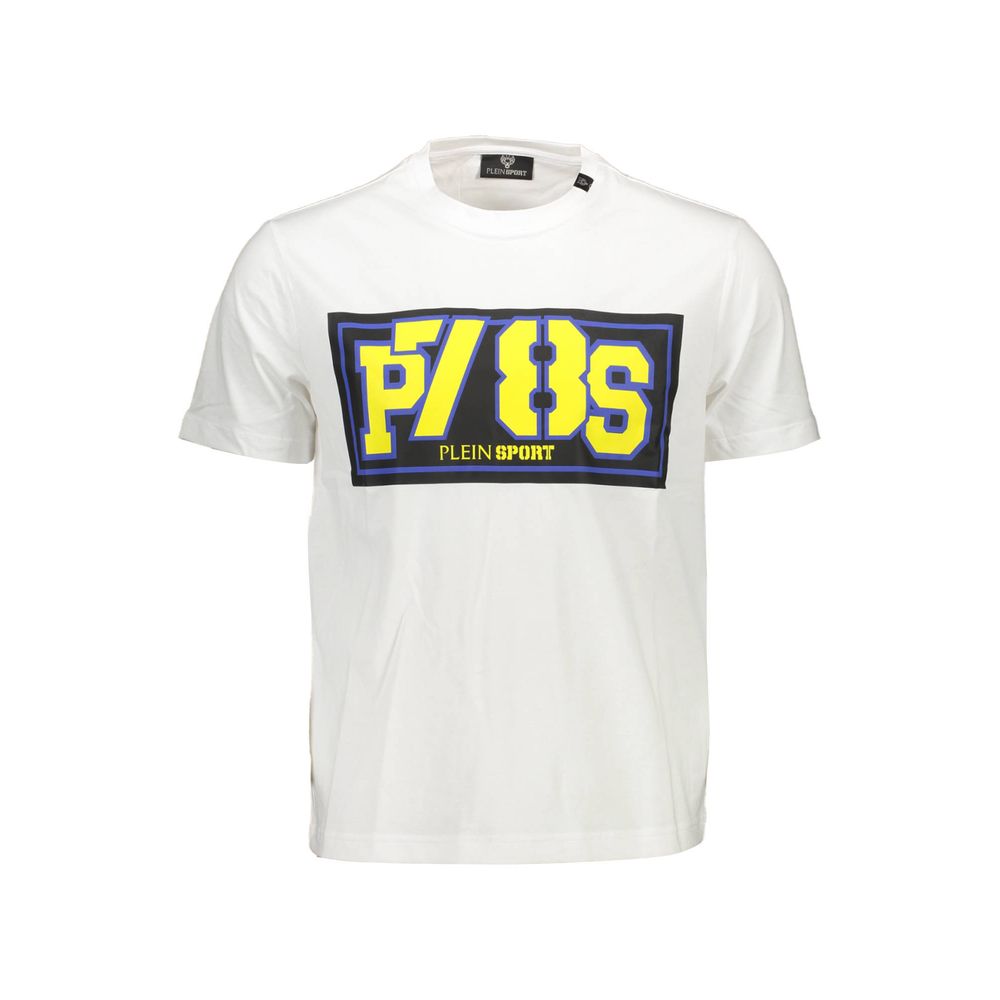 Bianco Cotton T-Shirt with Bold Logo by PLEIN SPORT