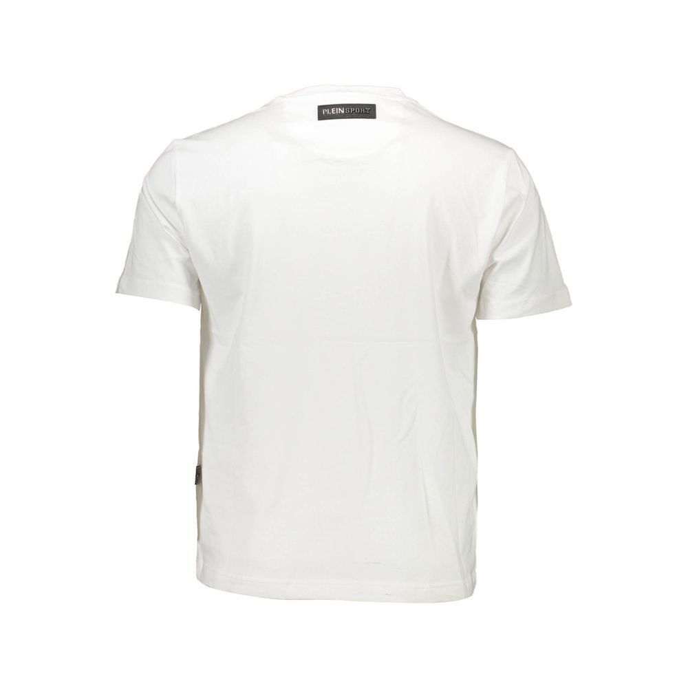 Bianco Cotton T-Shirt with Bold Logo by PLEIN SPORT