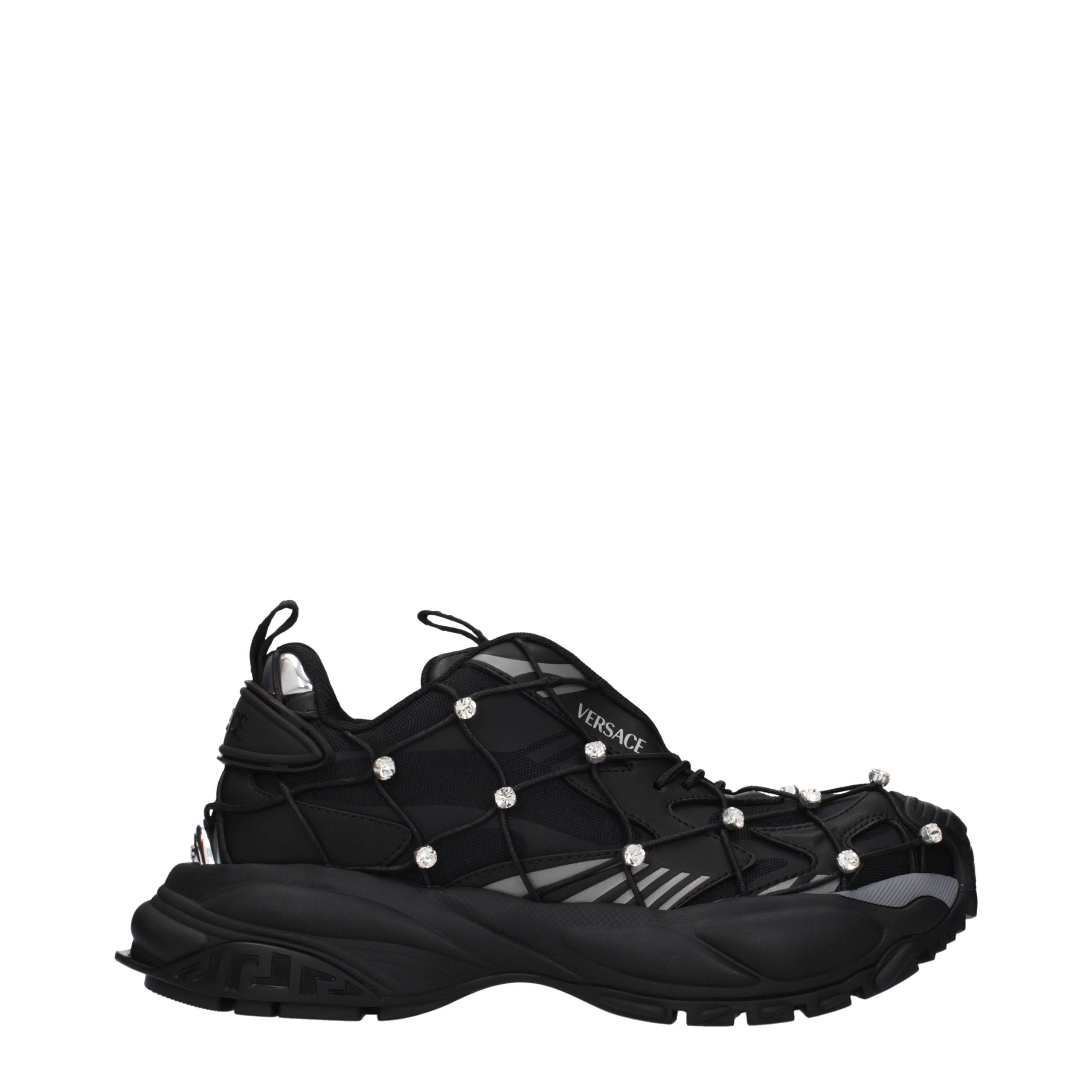 Schwarze klobige Sneakers aus Synthetik mit Logo-Verzierungen