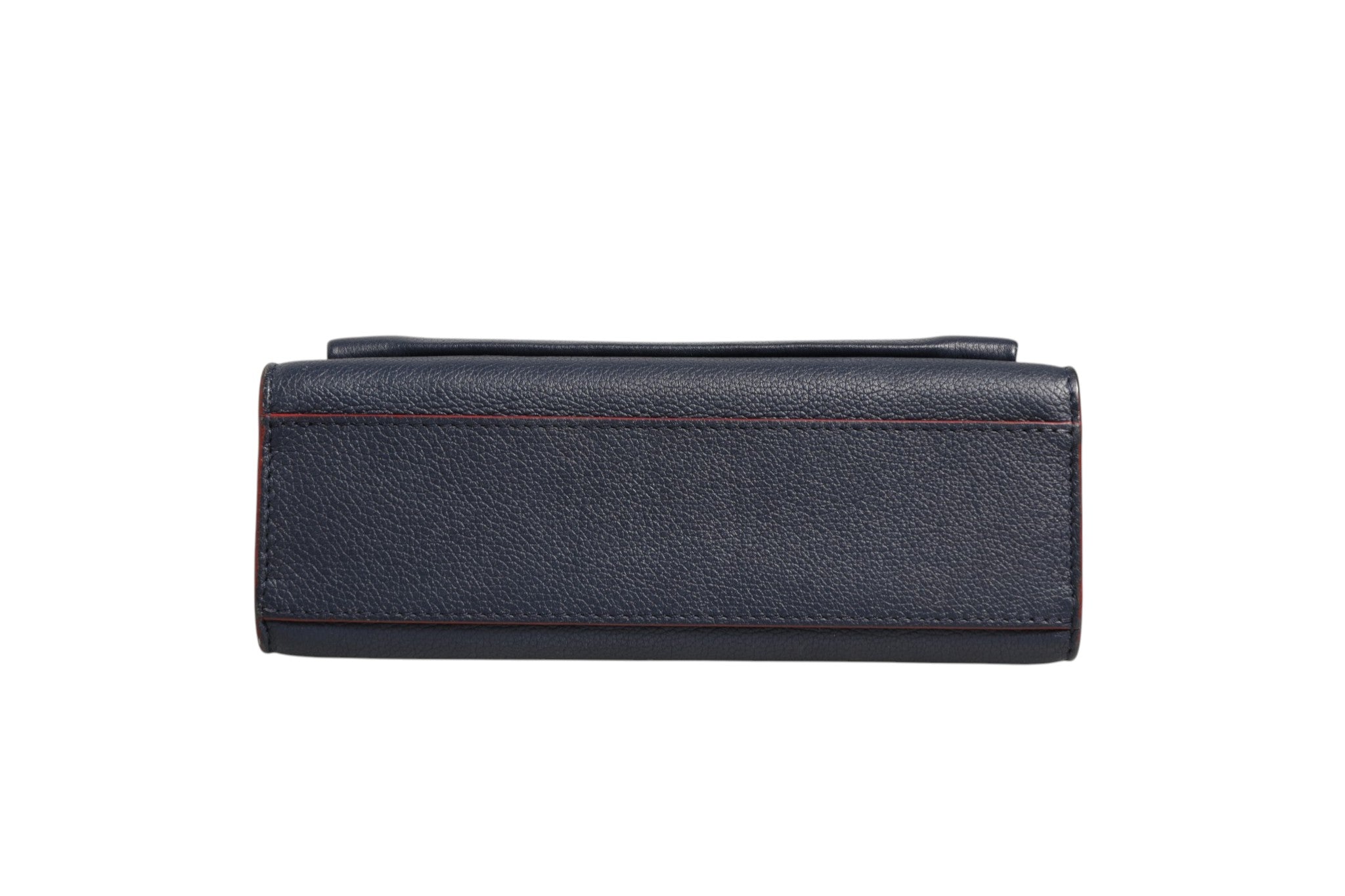 Navy Blue Leather Shoulder Bag with Chain by Mylockme