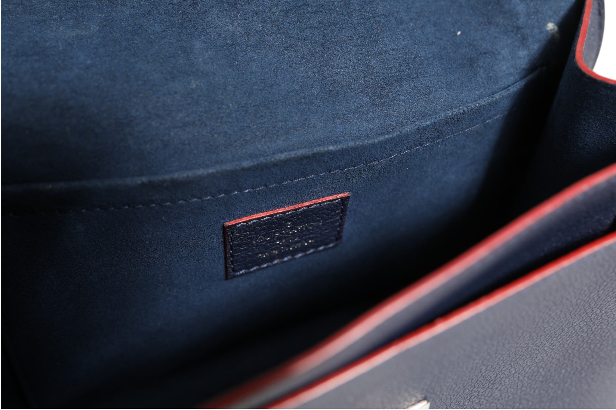 Navy Blue Leather Shoulder Bag with Chain by Mylockme