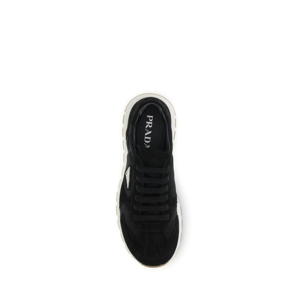 Black Synthetic Sneakers by Prada with Logo Detail