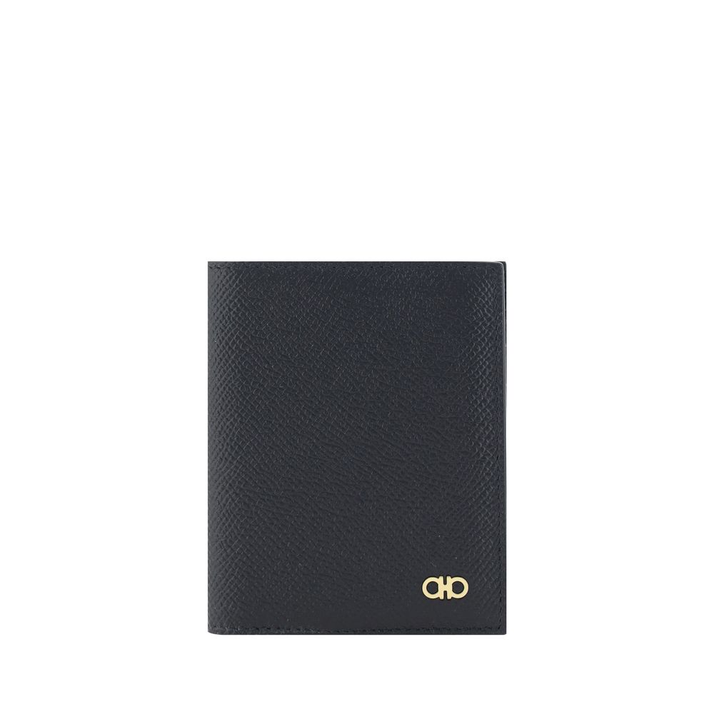 Brieftasche aus schwarzem Leder mit Logo-Plakette