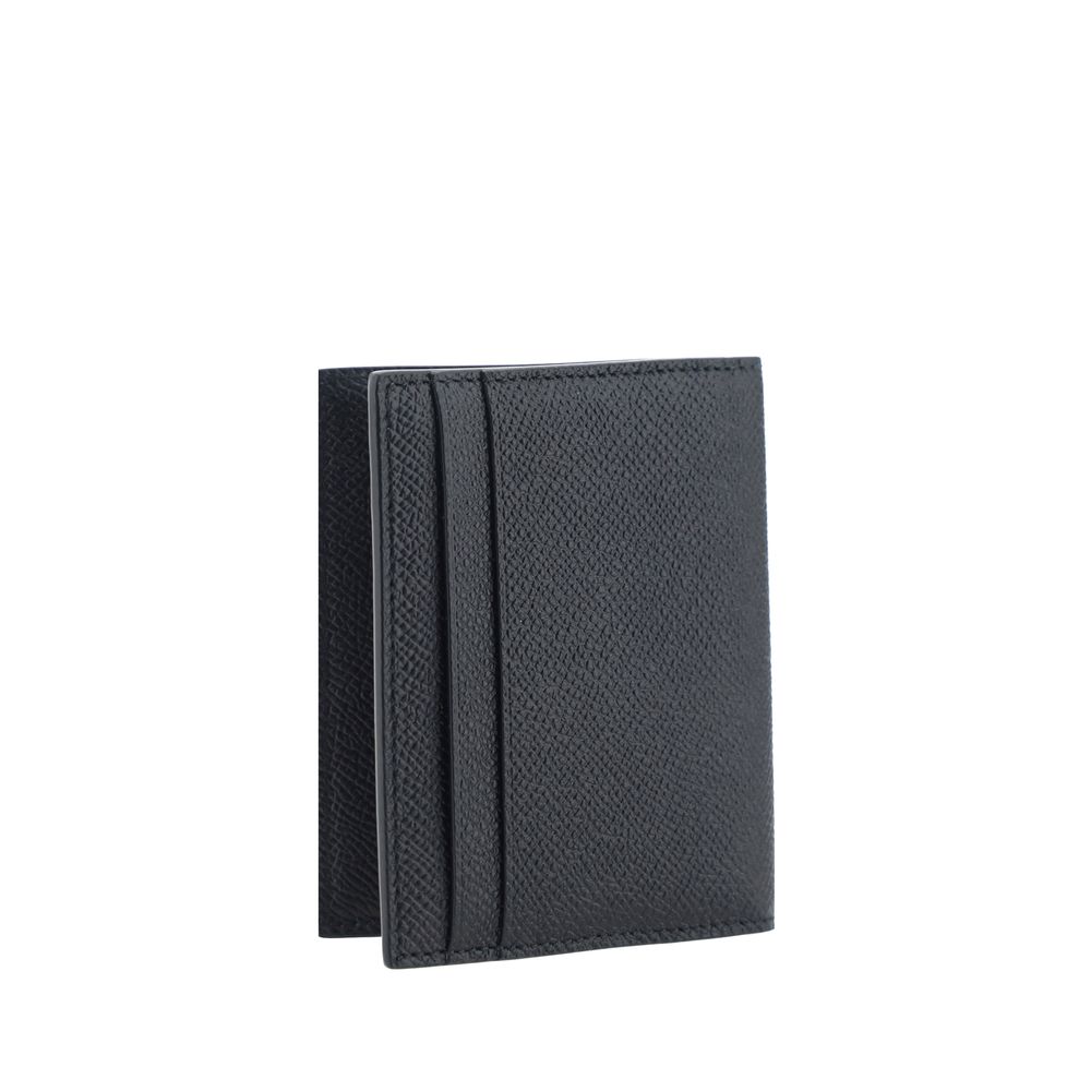 Brieftasche aus schwarzem Leder mit Logo-Plakette
