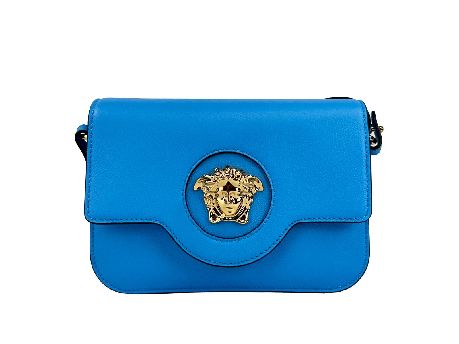 Blaue La Medusa Umhängetasche aus Leder von Versace