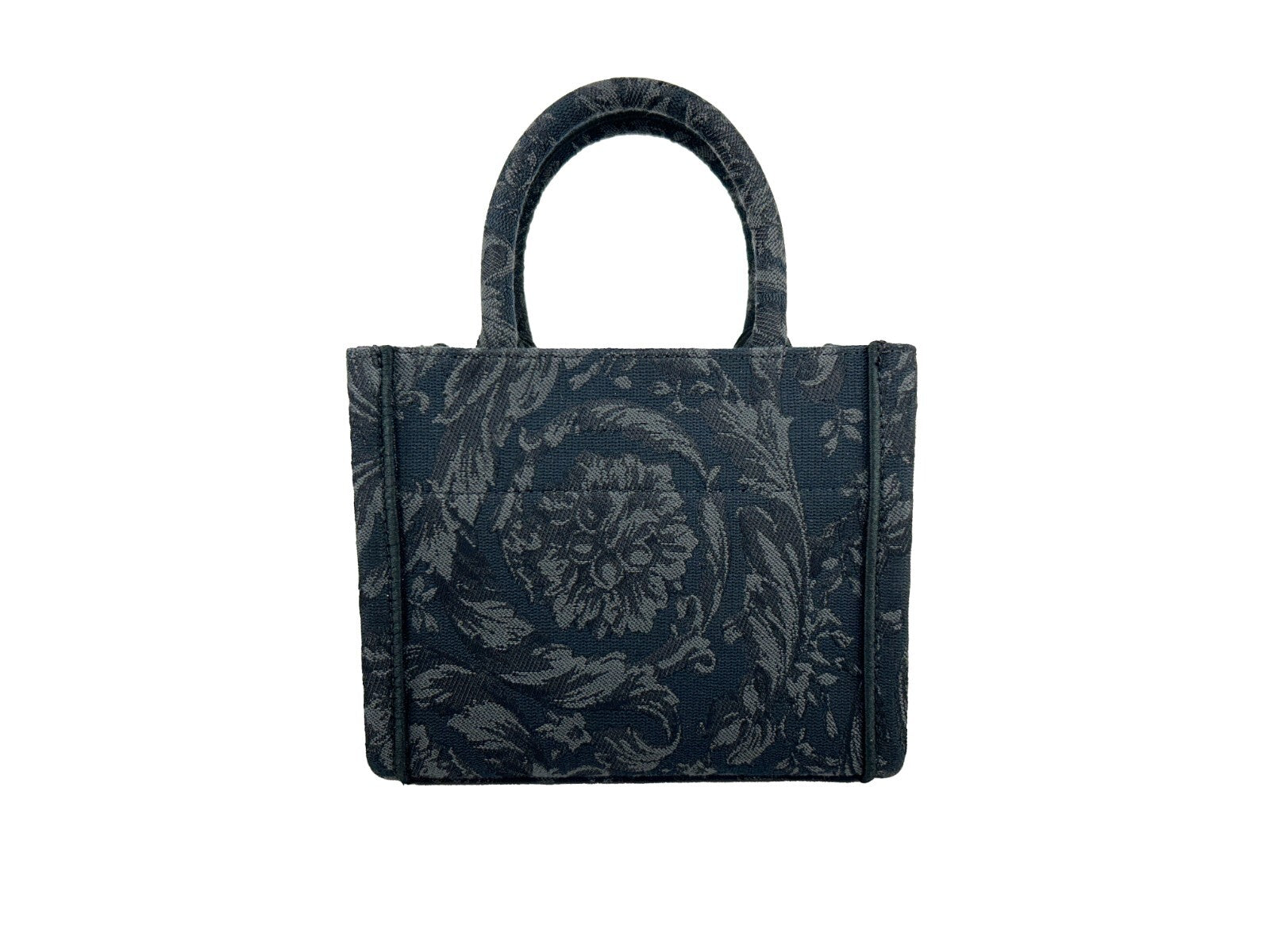 Black Leather Athena Extra Small Shopping Bag by Versace