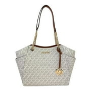 Vanilla Leather Jet Set Travel Large Tote by Michael Kors