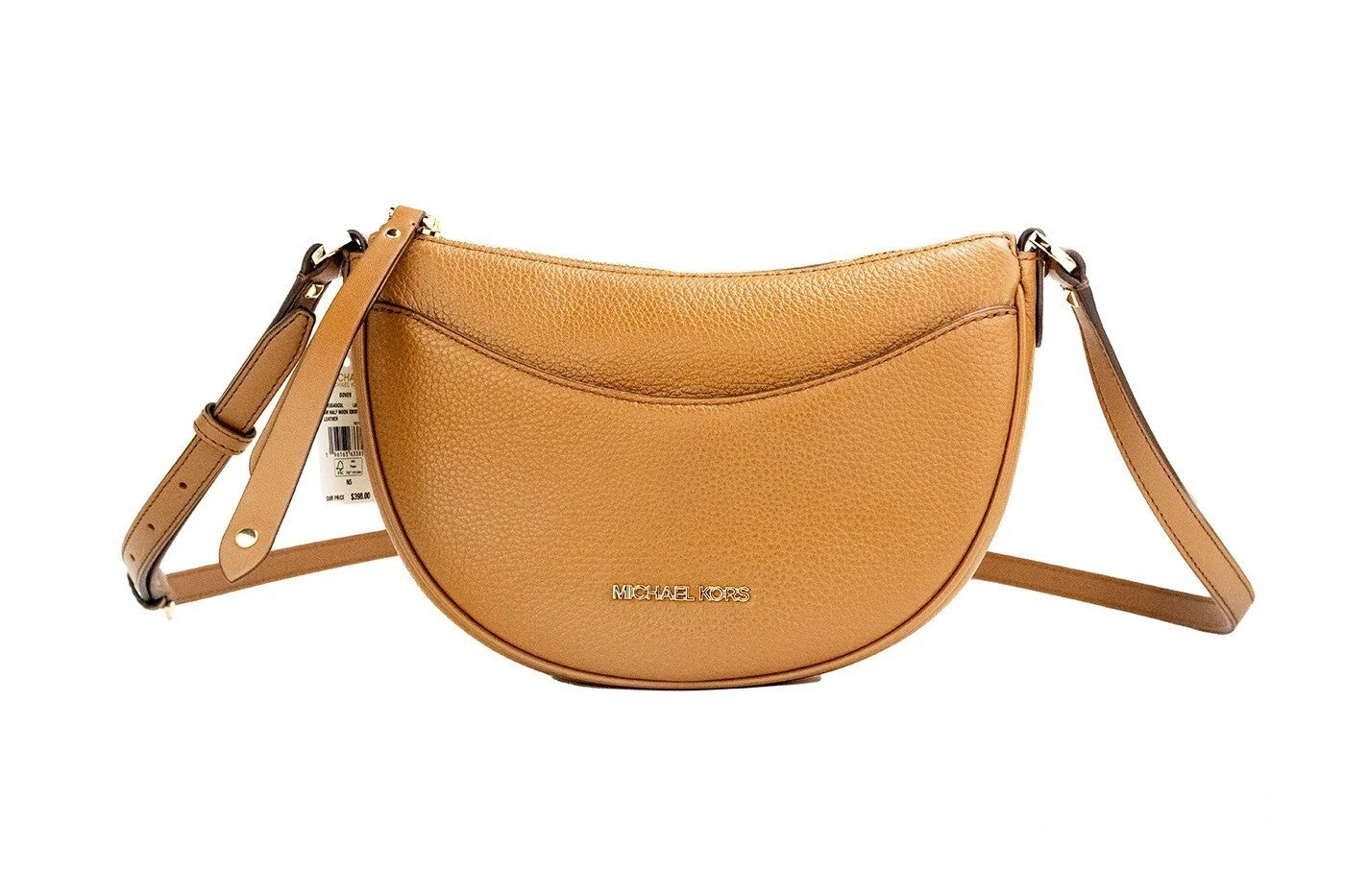 Brown Leather Crossbody Bag with Half Moon Shape by Michael Kors