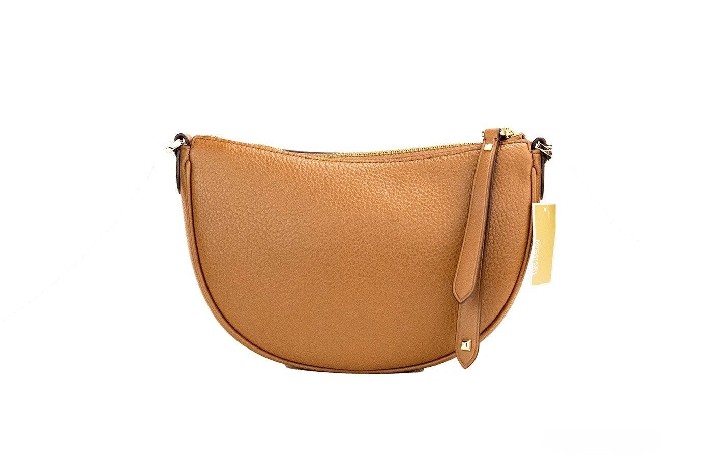 Brown Leather Half Moon Crossbody Bag by Michael Kors