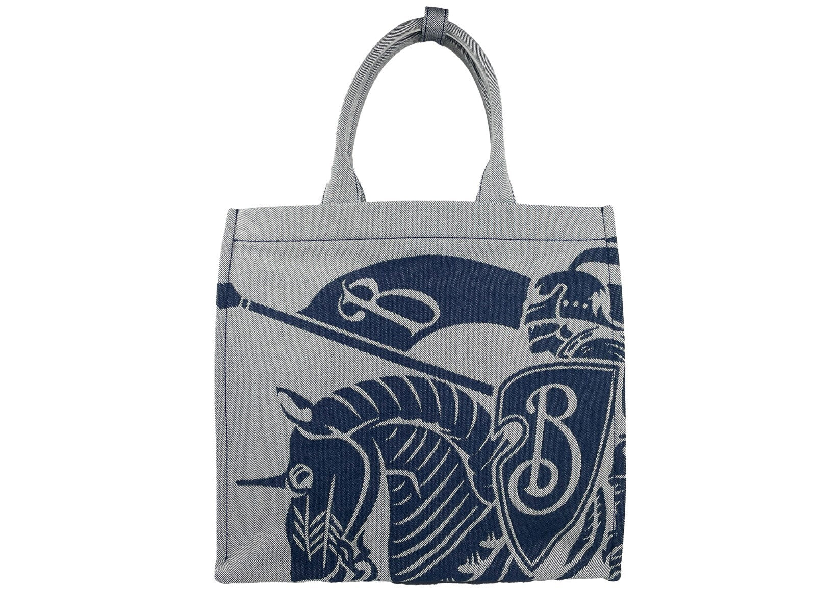 Navy Burberry Canvas Tote Bag with Coin Pouch