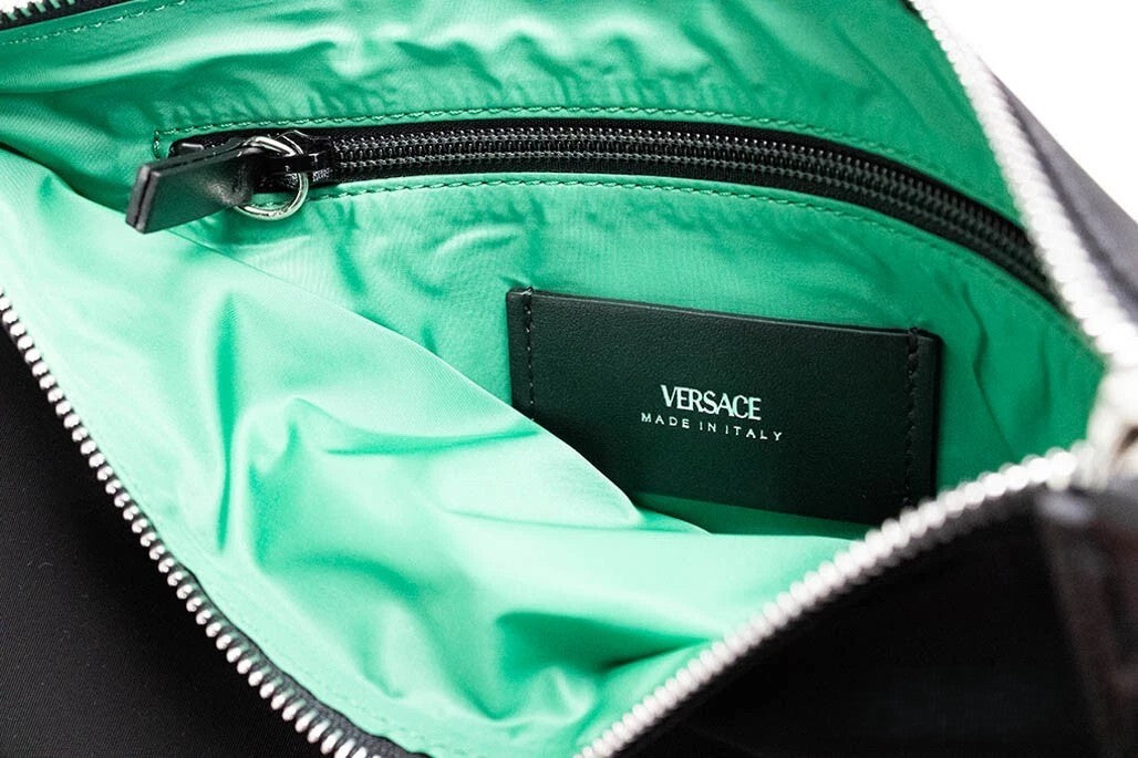 Black Synthetic Versace Medusa Convertible Clutch Wristlet Bag