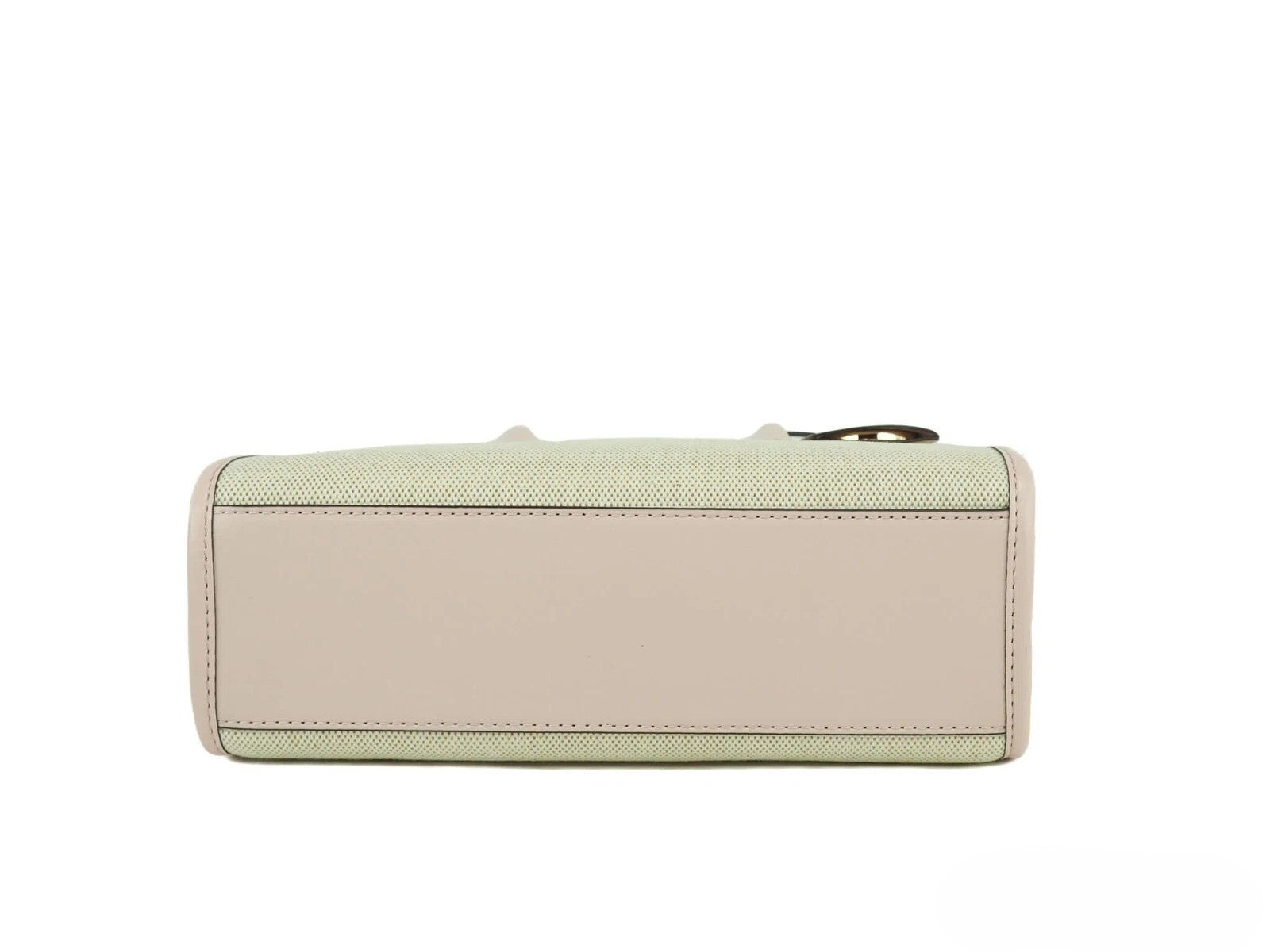 Powder Blush Leather Canvas Crossbody Shopper Bag
