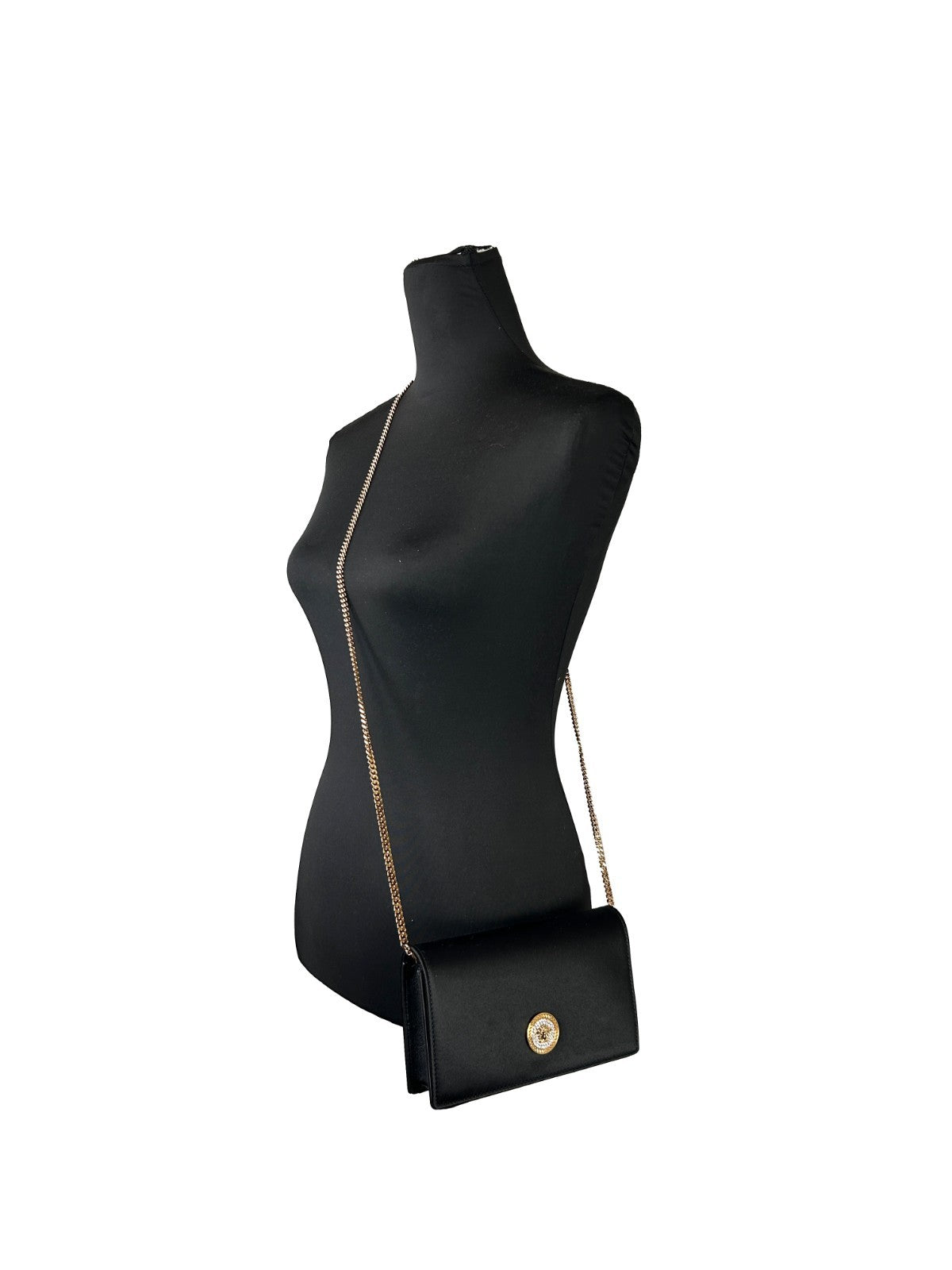 Versace Mini Chain Black Crossbody Wallet Bag