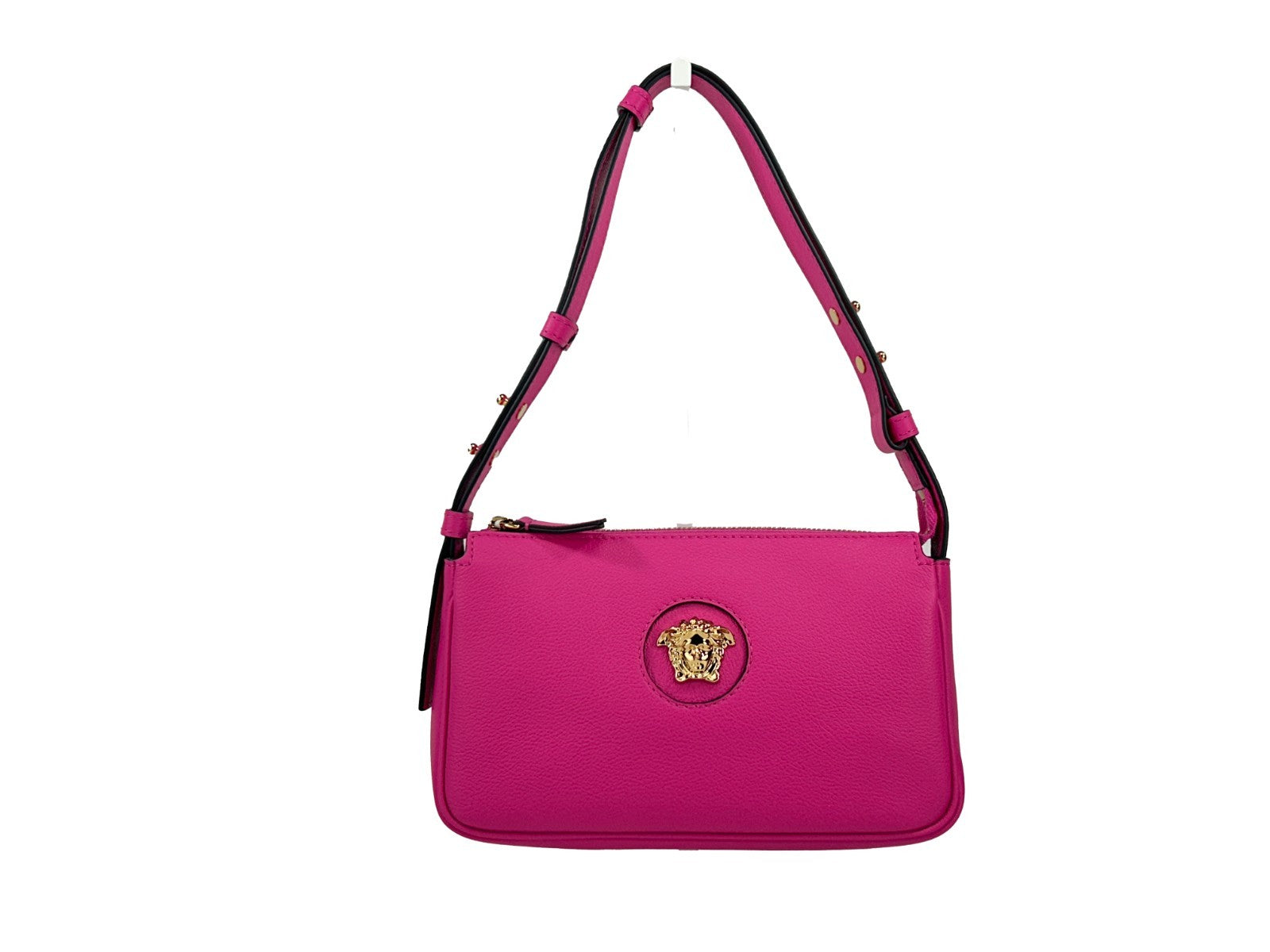 Leather Versace La Medusa Shoulder Bag with Logo